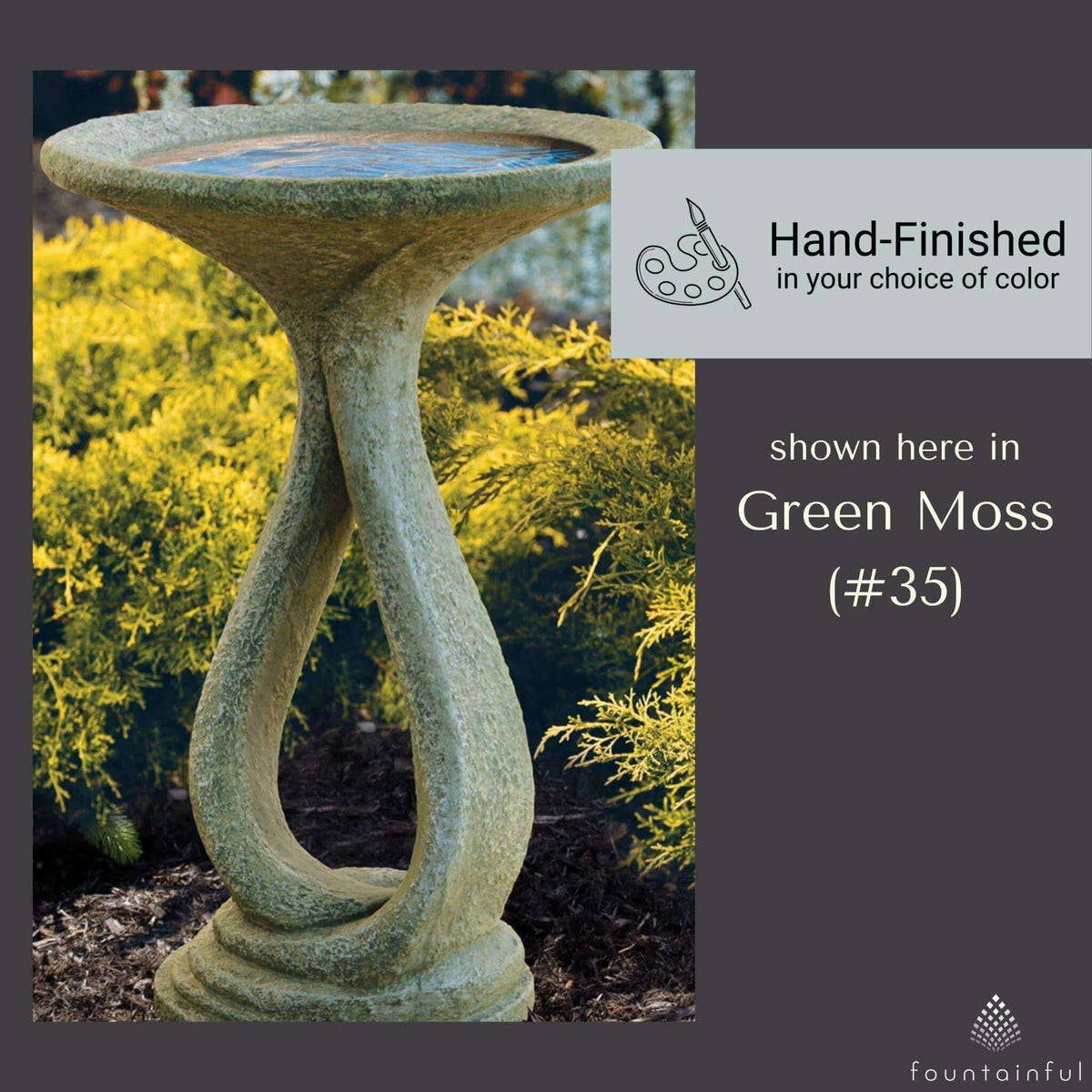 Ribbon 1-Piece Concrete Bird Bath - Massarellis #9728