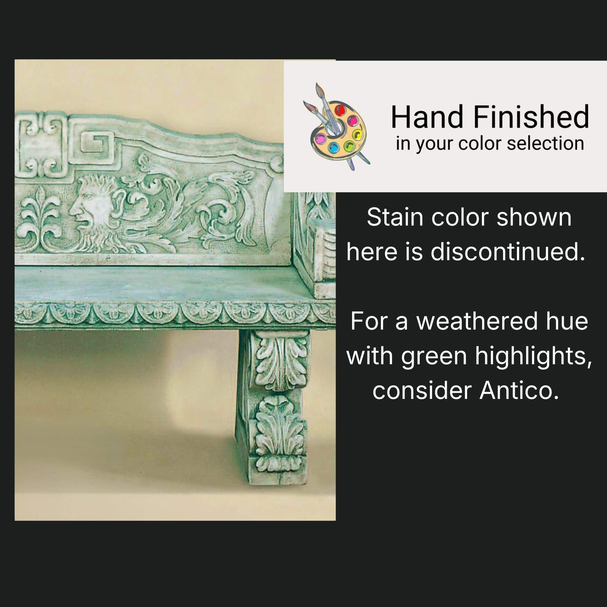 Green Man Concrete Garden Bench - Giannini #522