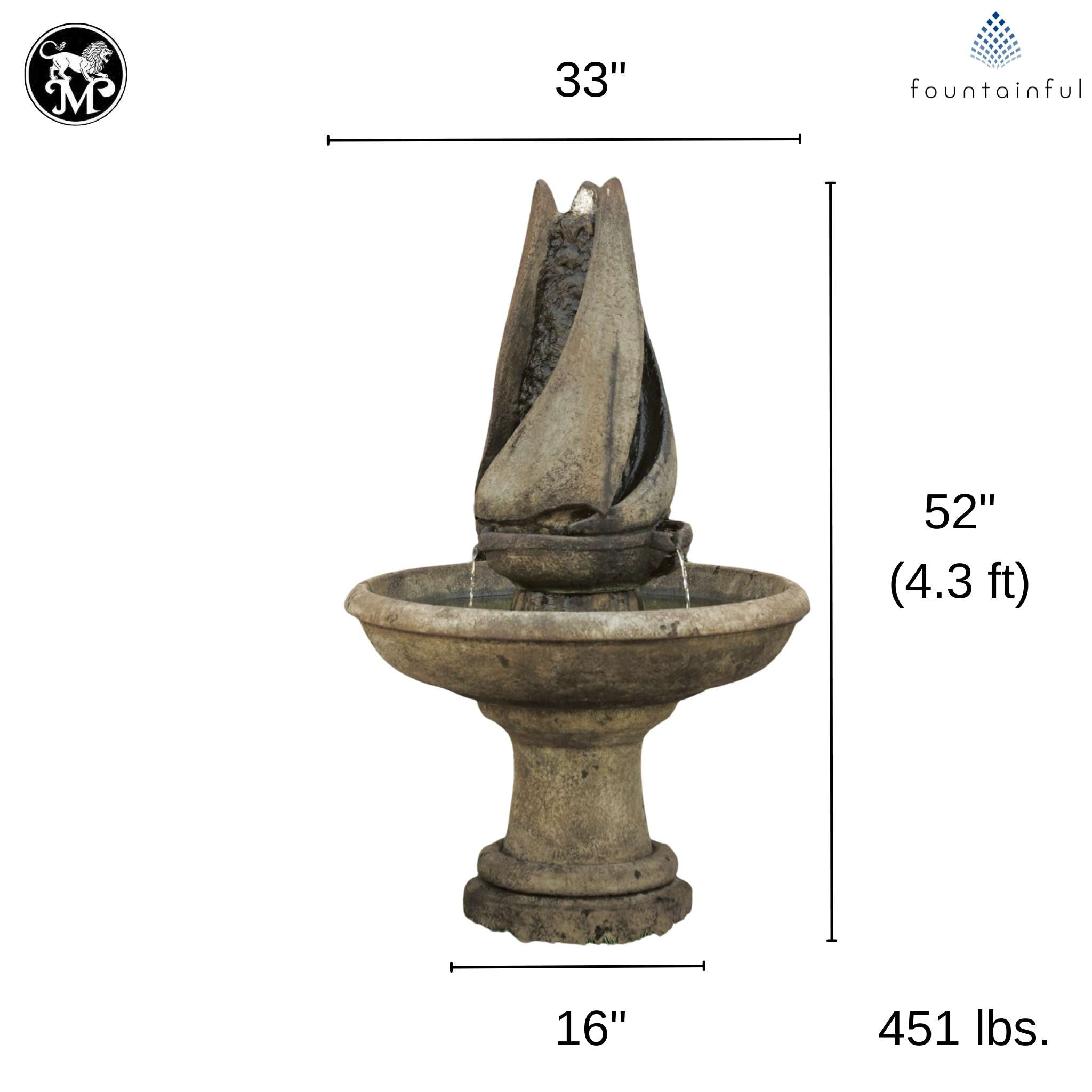 Sail Away Tall Concrete Fountain - Massarellis #3720