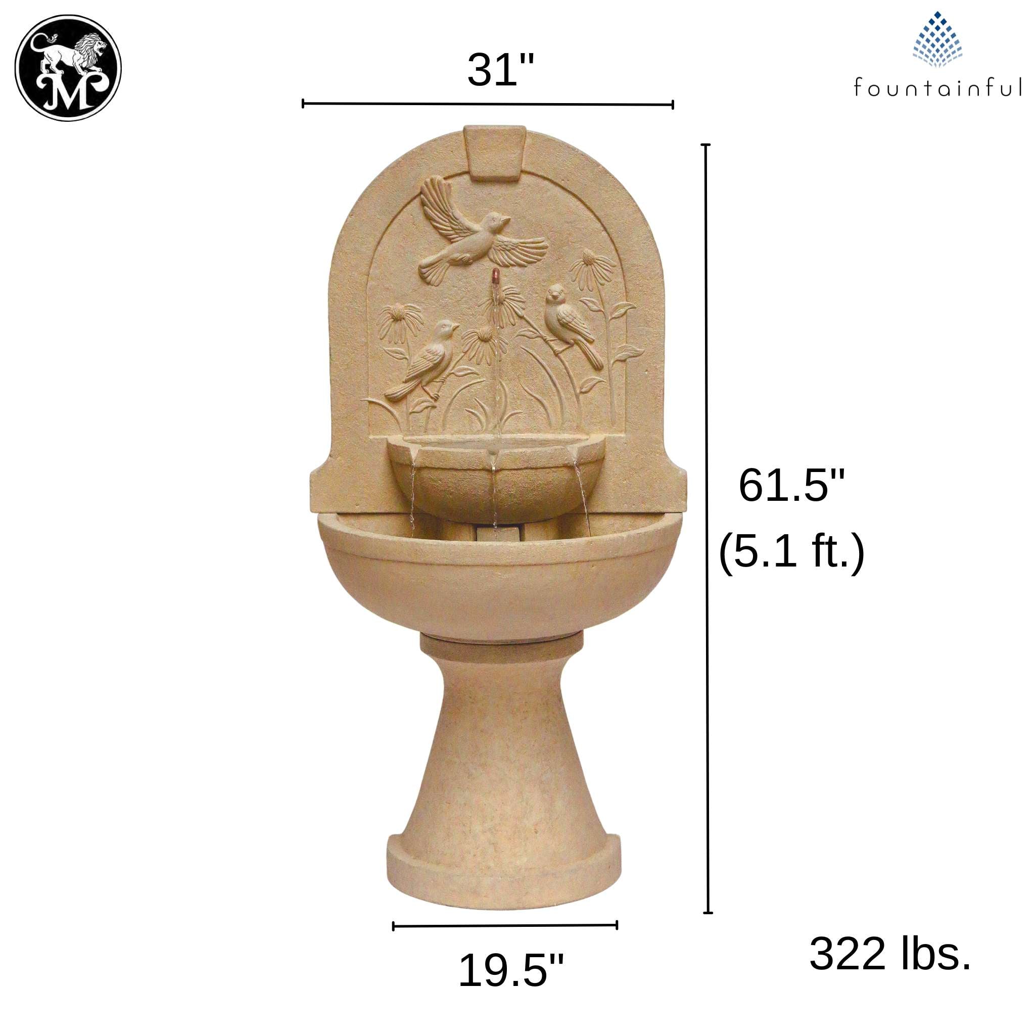 Laveen Arch Bird Concrete Wall Fountain - Massarellis #3808
