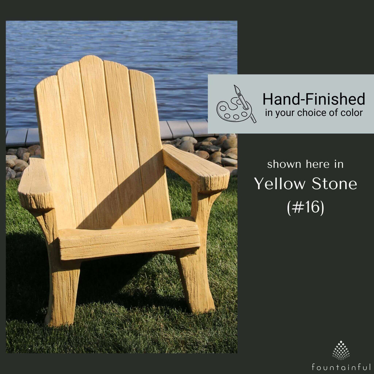 Rustic Adirondack Concrete Garden Chair - Massarellis #4750