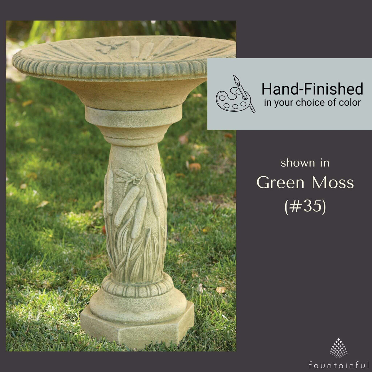Cattail Concrete 2-Piece Bird Bath - Massarellis #9718