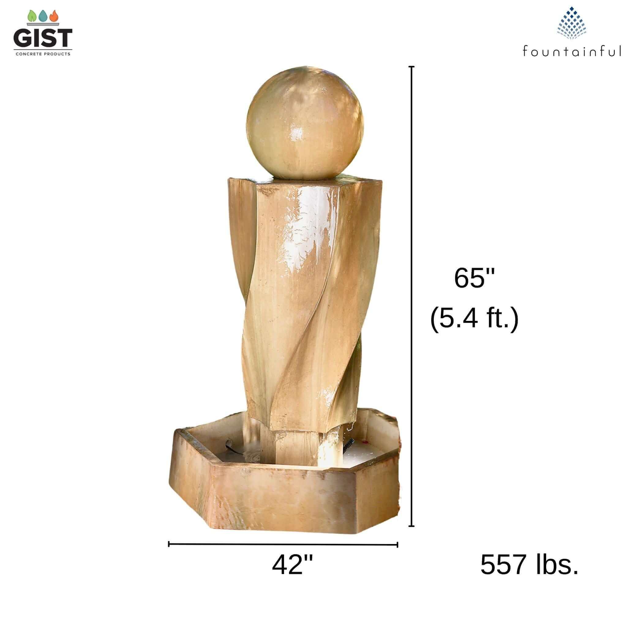 Vortex and Ball Modern Concrete Fountain - GIST Fountains