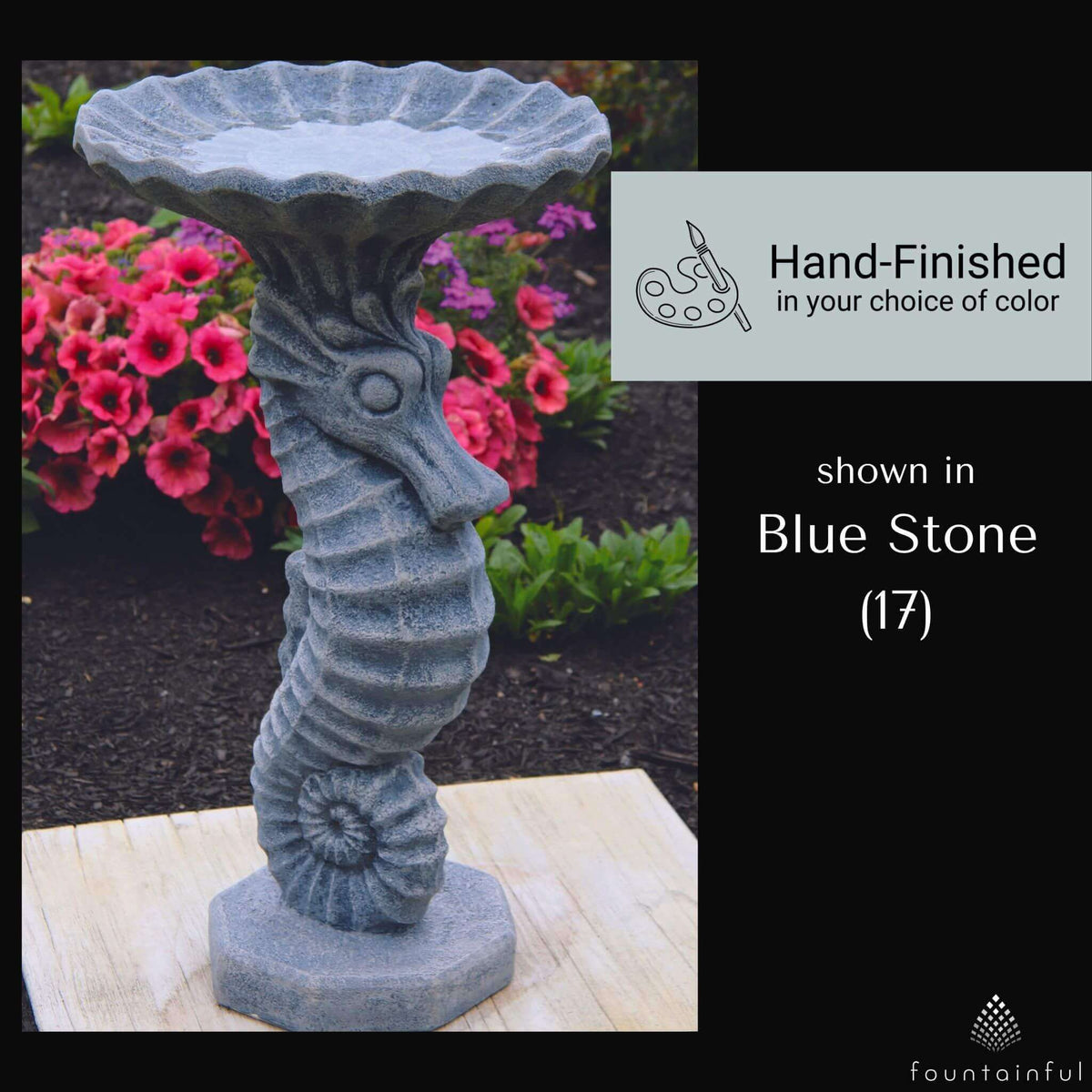 Seahorse Concrete Bird Bath - Massarellis #9759