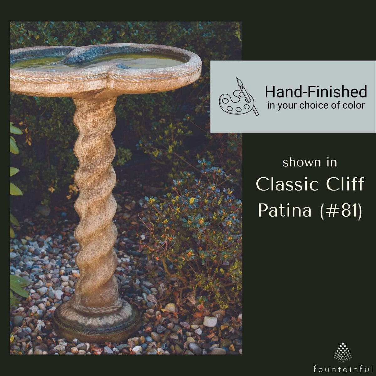 Spiral 1-Piece Concrete Bird Bath - Massarellis #9735
