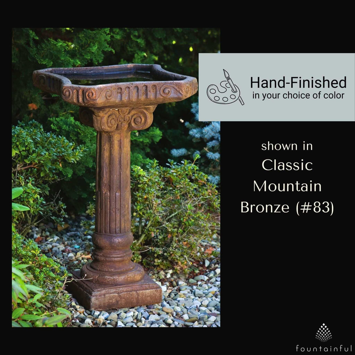 Fluted 1-Piece Concrete Bird Bath - Massarellis #9730