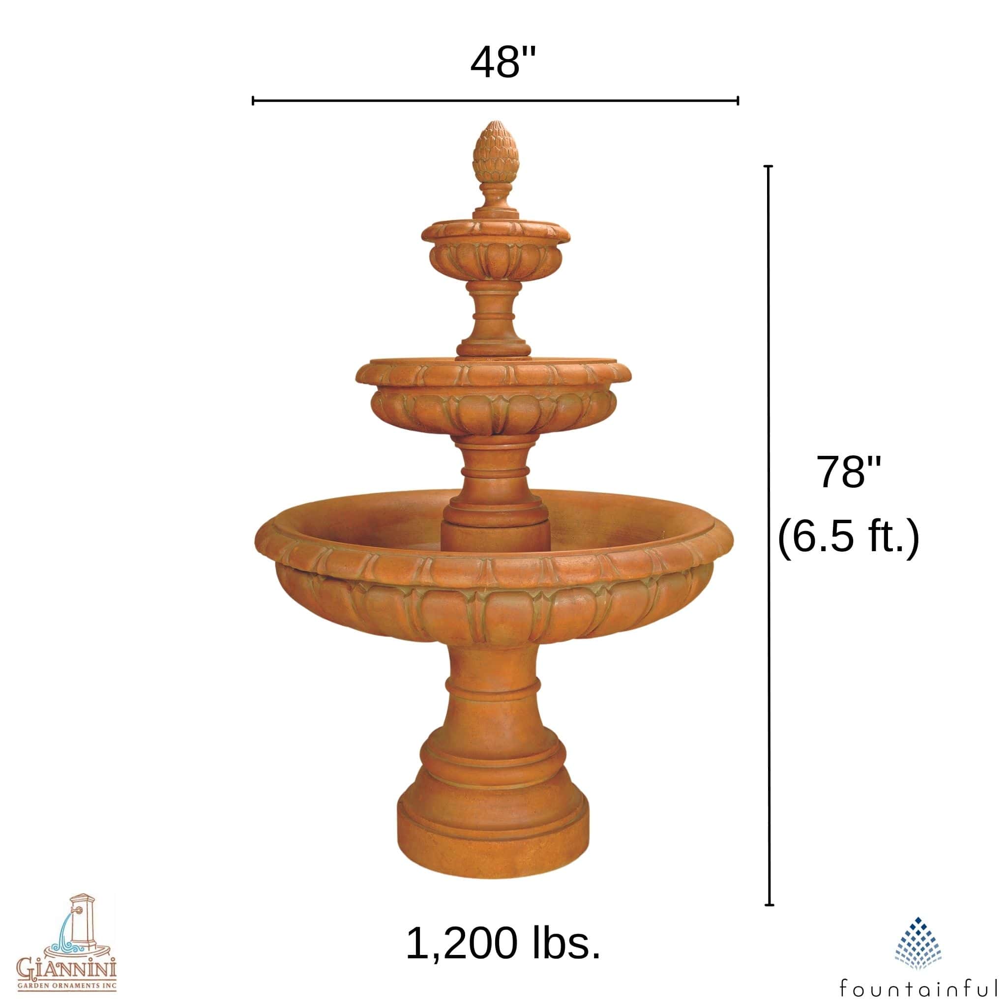 Regale 3-Tier Concrete Fountain - Giannini #1257