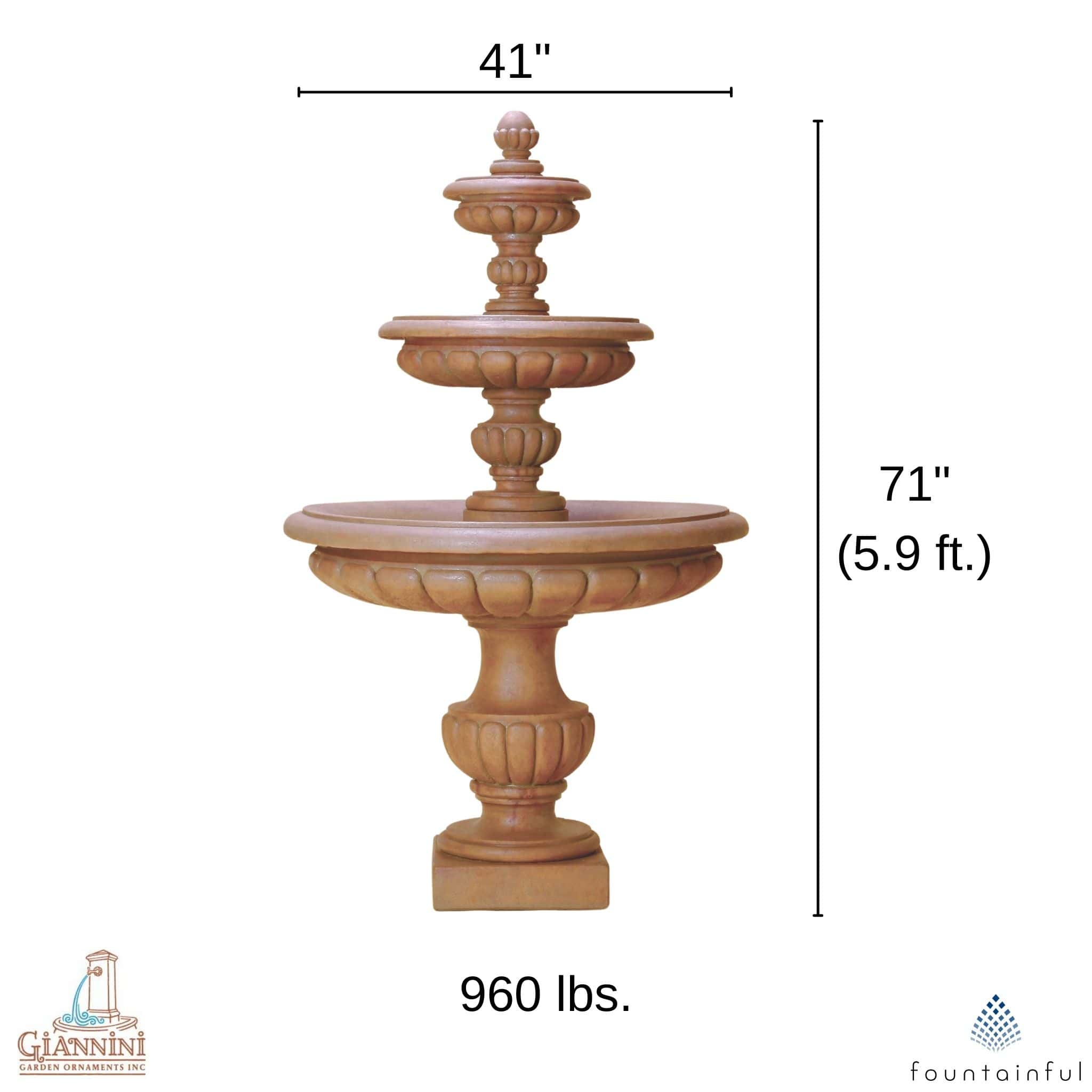 Parigi 3-Tier Concrete Fountain - Giannini #1164