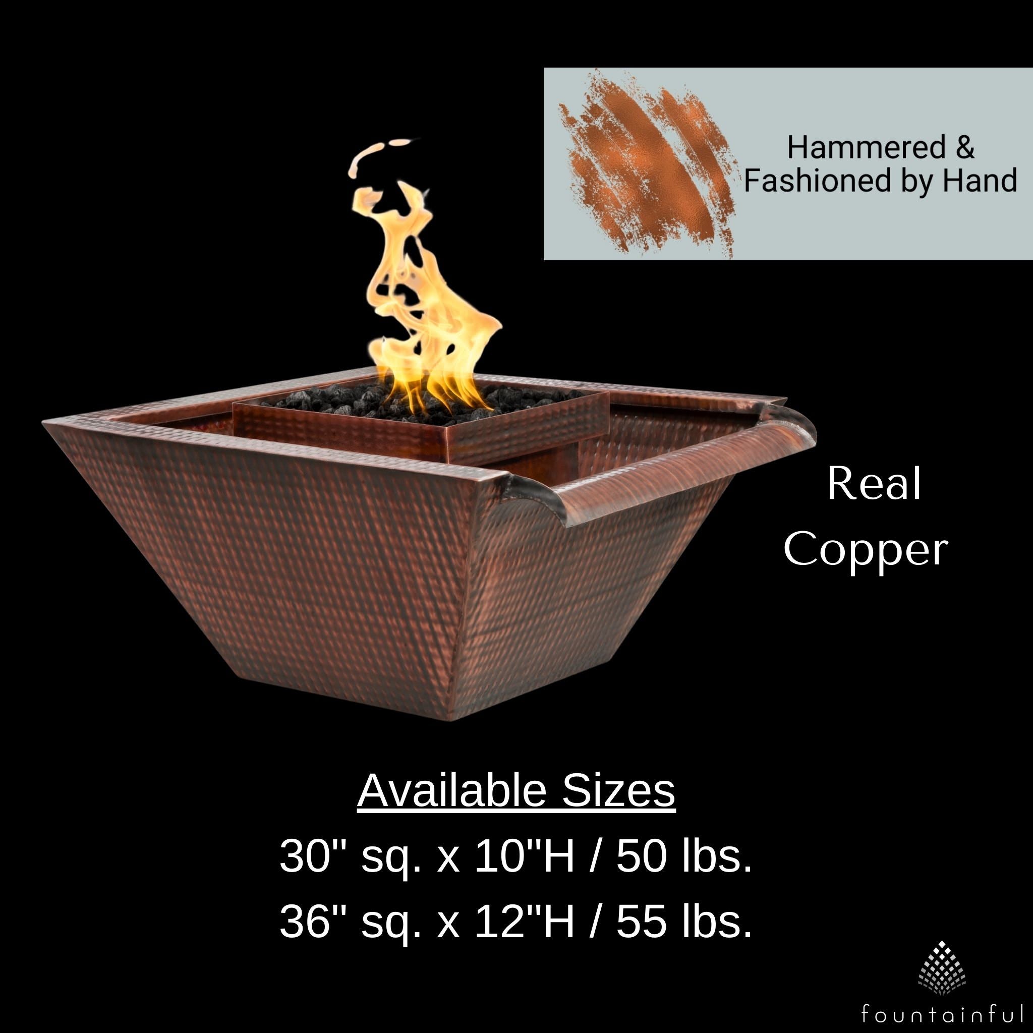 Maya Wide Gravity Spill Copper Fire & Water Bowl - The Outdoor Plus