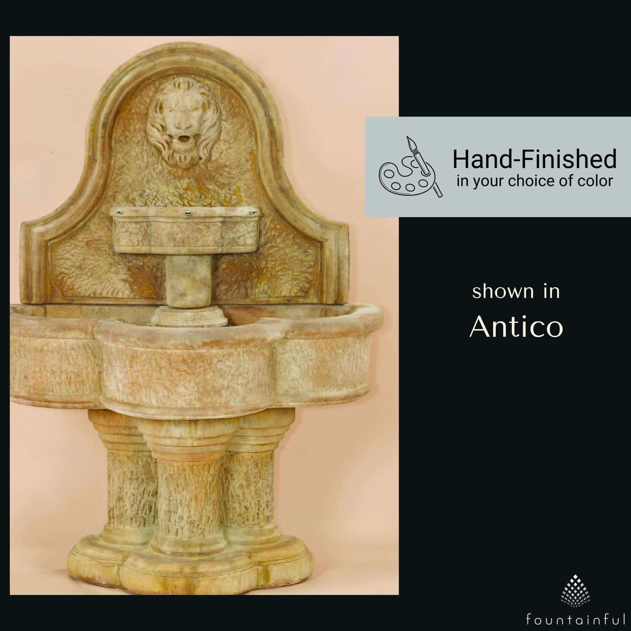 Luccan Lion Head Concrete Wall Fountain - Giannini #1139