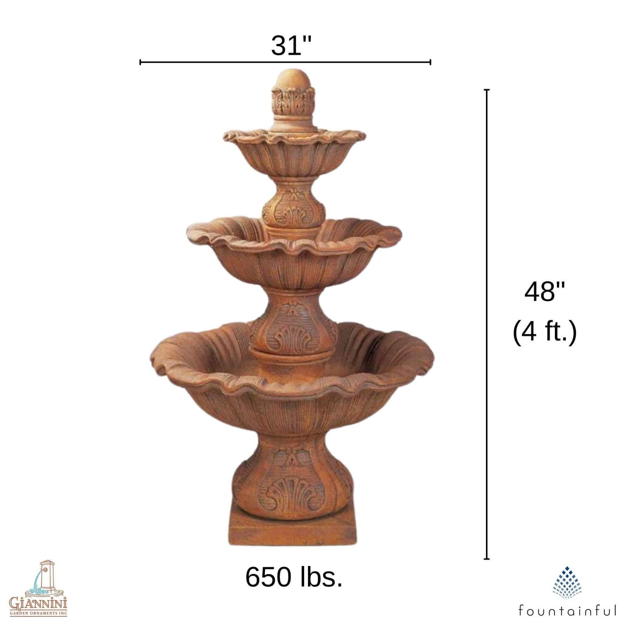 Regina 3-Tier Concrete Fountain - Giannini #1027