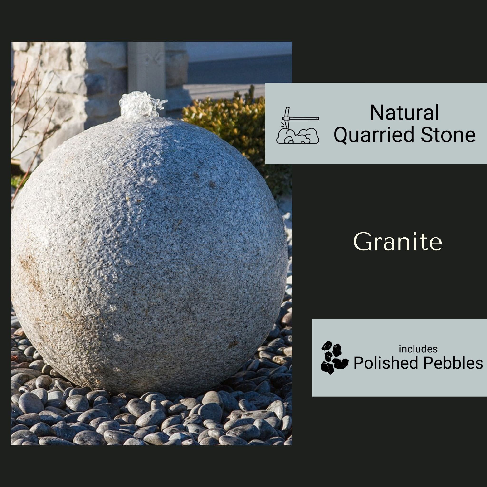 Hammered Granite Sphere Fountain - Blue Thumb