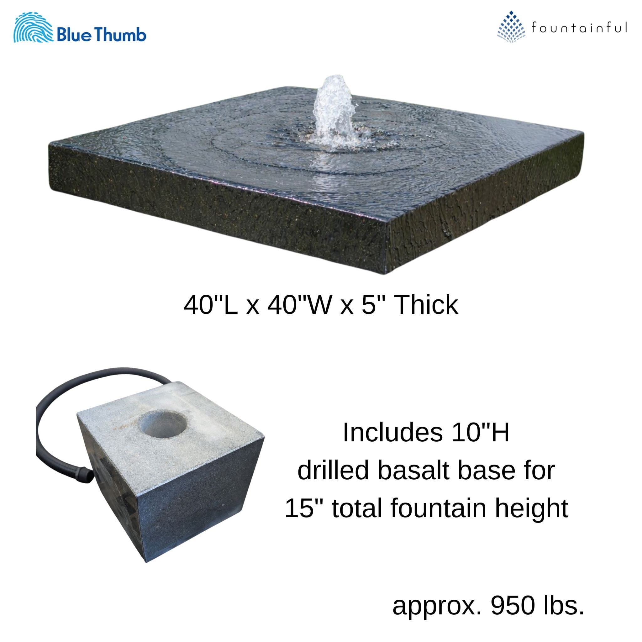 Basalt "Table" Block Fountain - Complete Kit - Blue Thumb