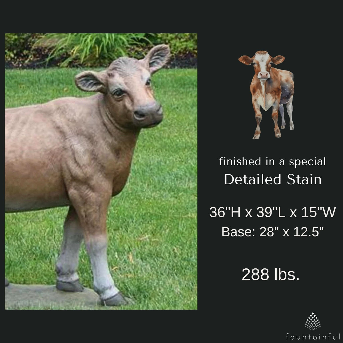 Cow Concrete Garden Statue - Massarellis #2080