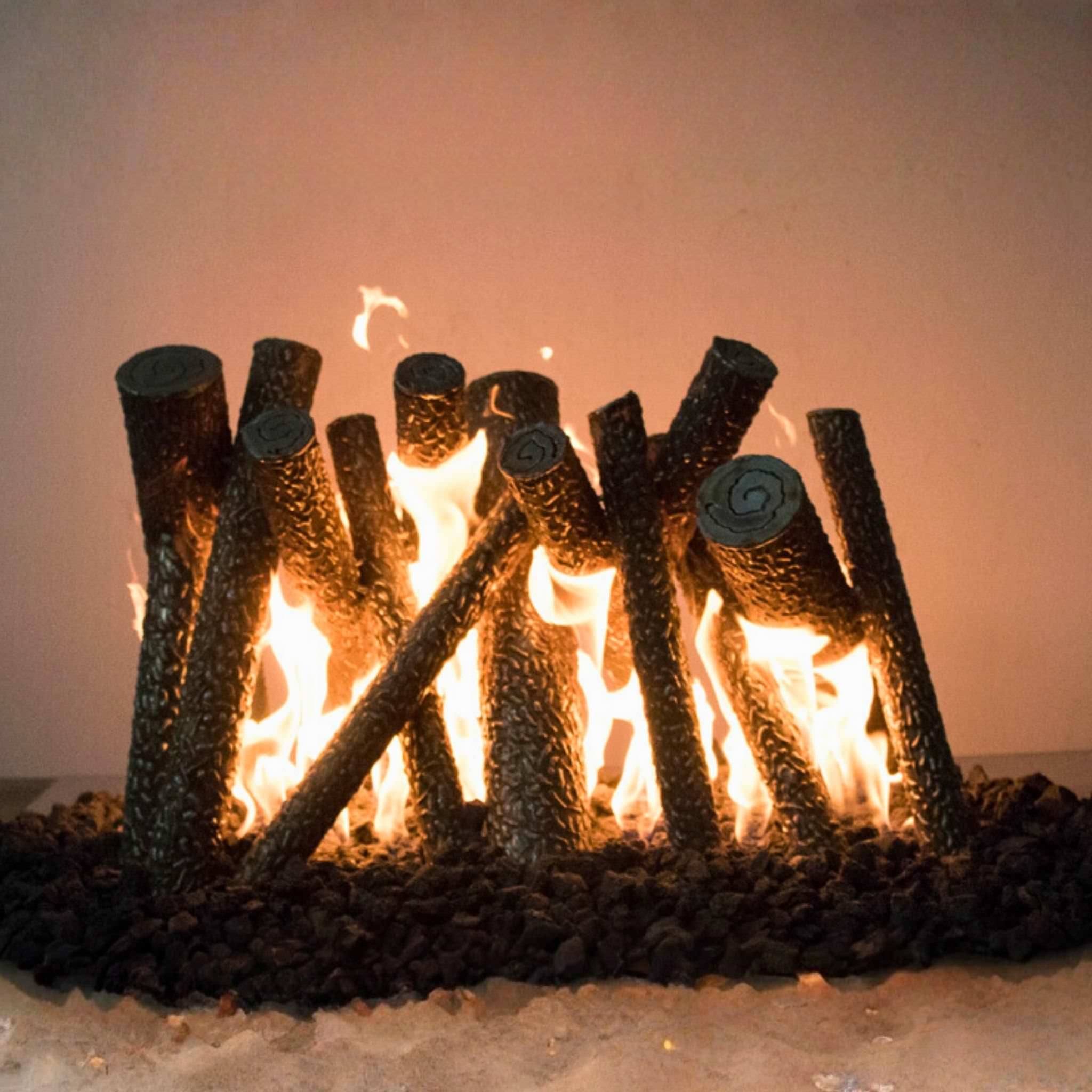 Steel Upright Logs Fire Ornament - Outdoor Plus