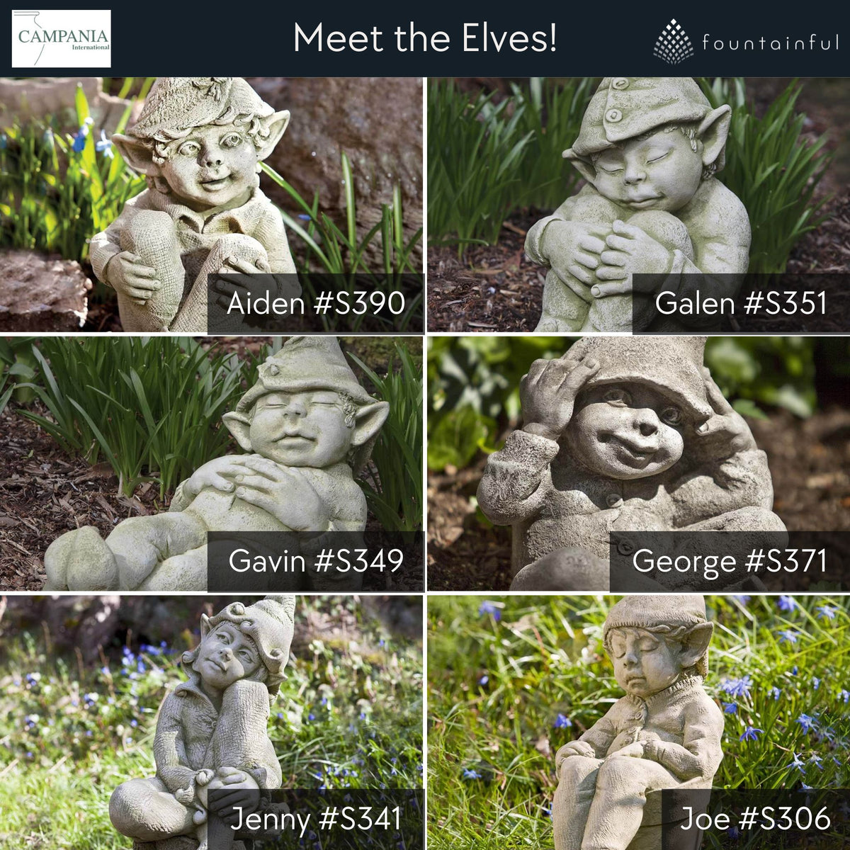 Gavin The Garden Elf Concrete Statue - Campania #S349