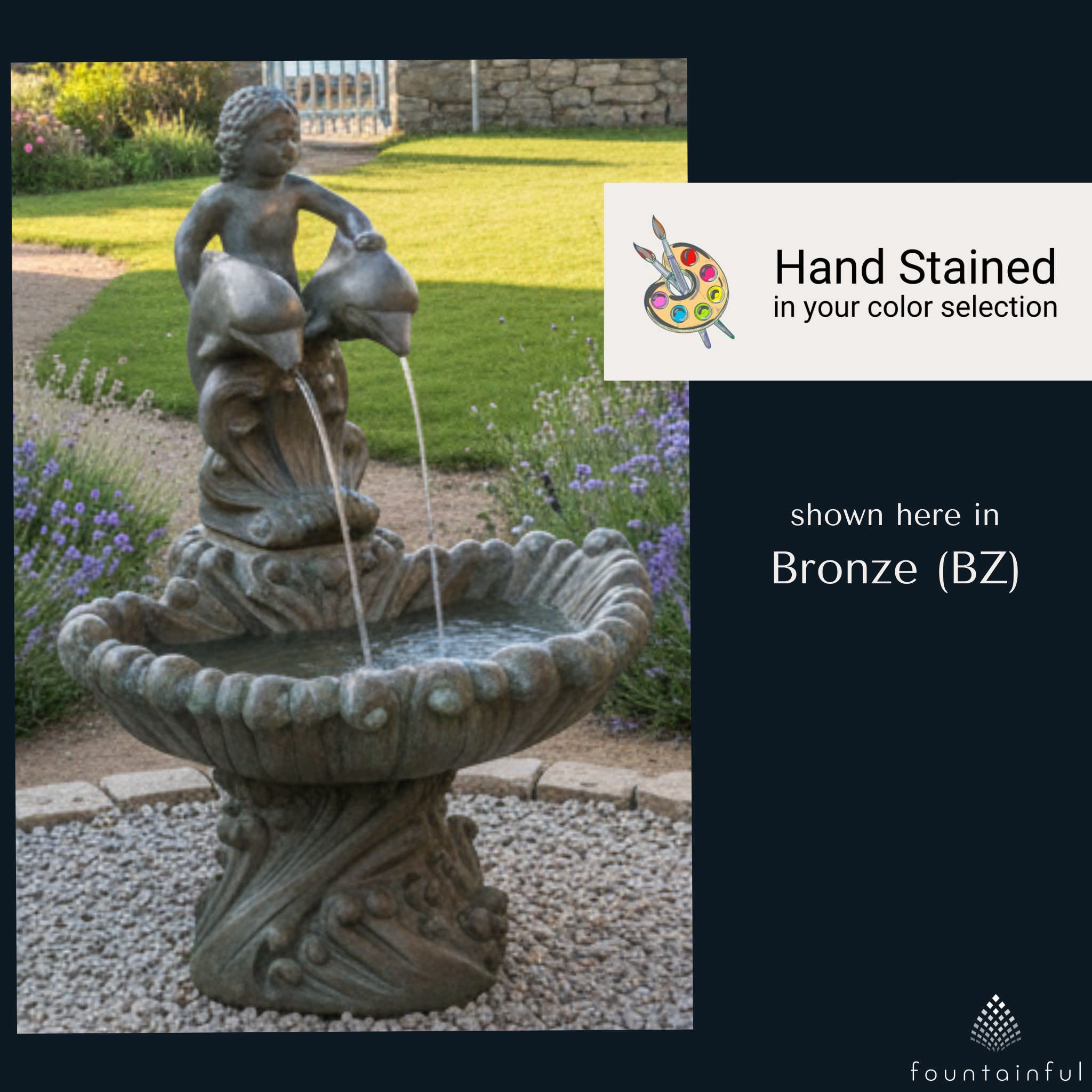 Boy on Dolphins Concrete Fountain - Fiore #279