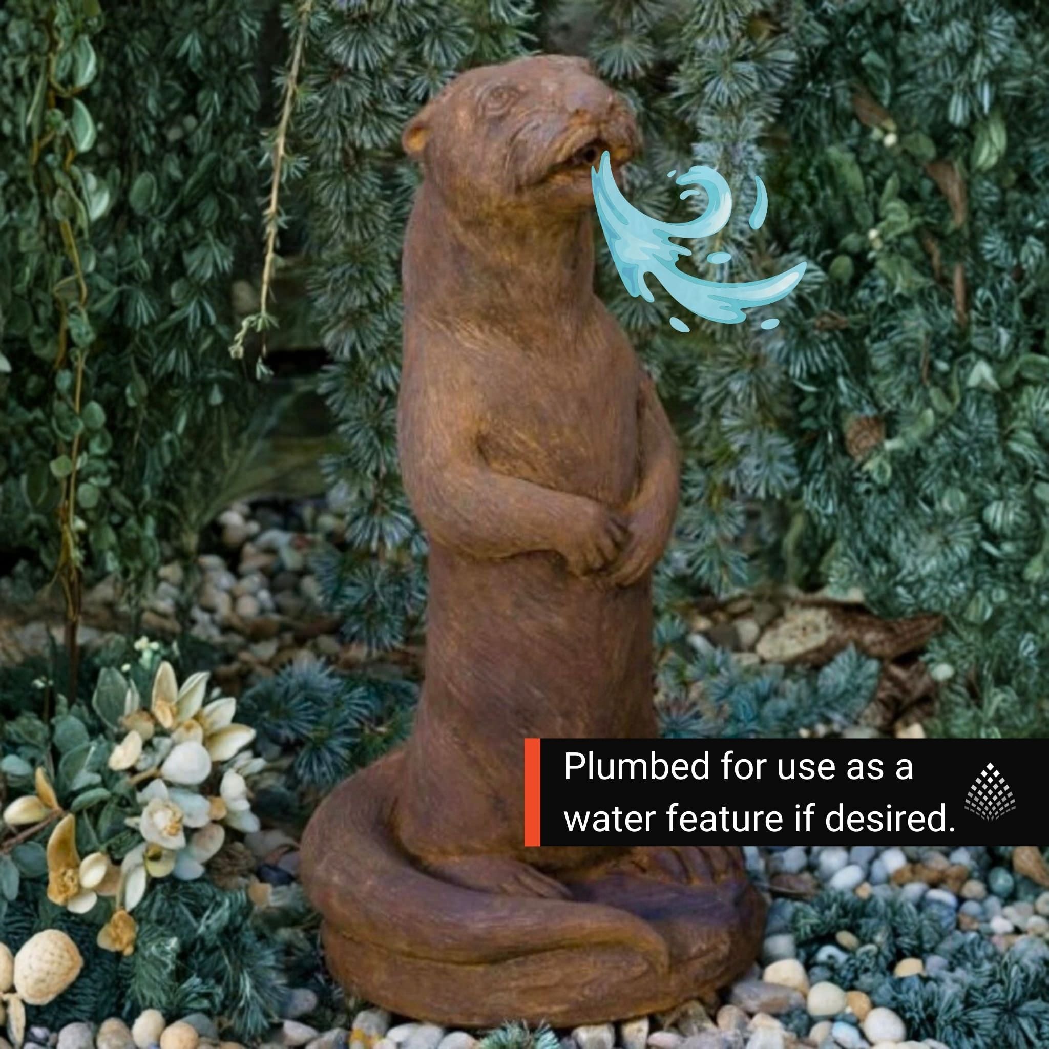Otter Plumbed Concrete Statue - Massarellis #2336