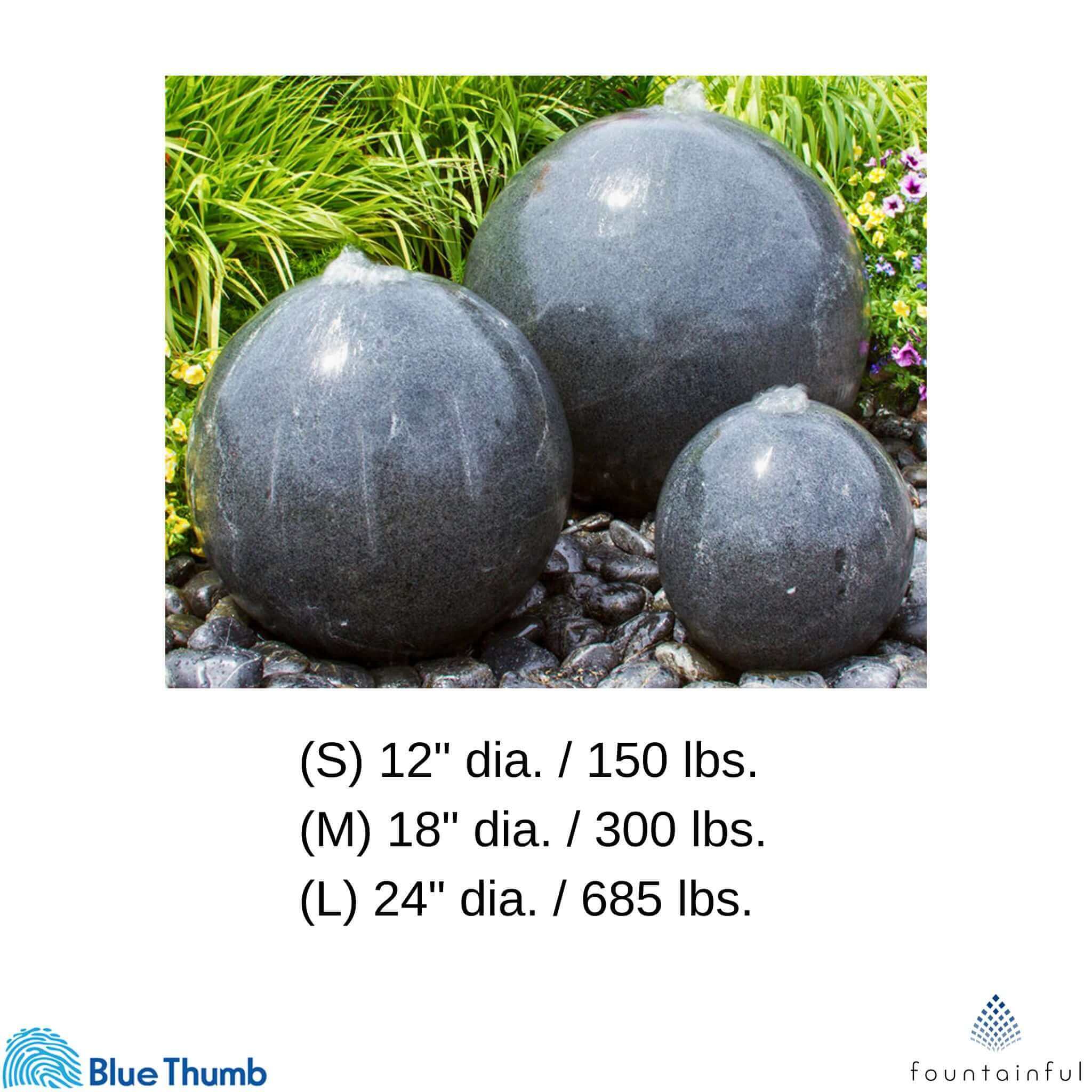 Triple Granite Sphere Fountain - Complete Kit - Blue Thumb
