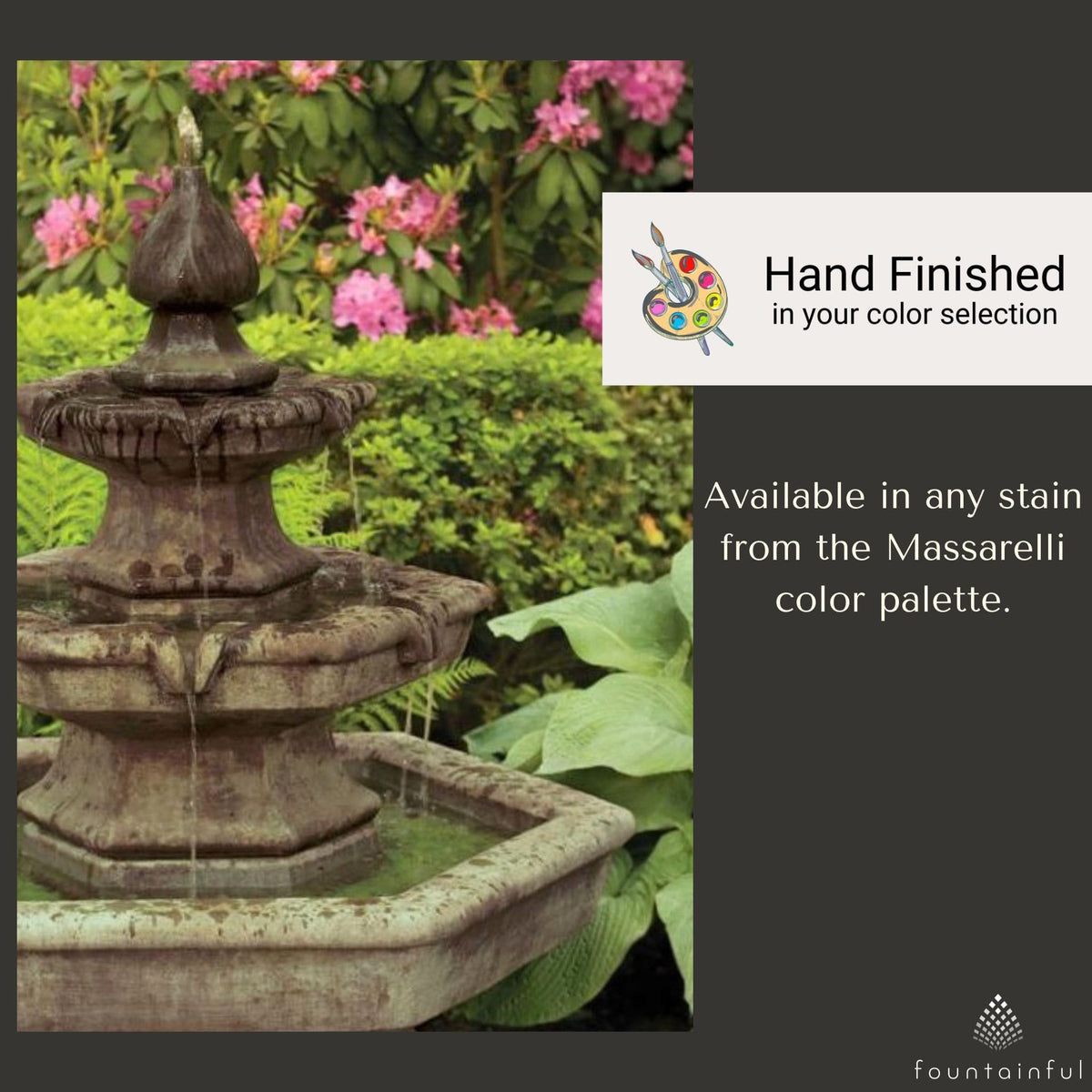 Spade 3-Tier Hexagon Concrete Fountain - Massarellis #3705