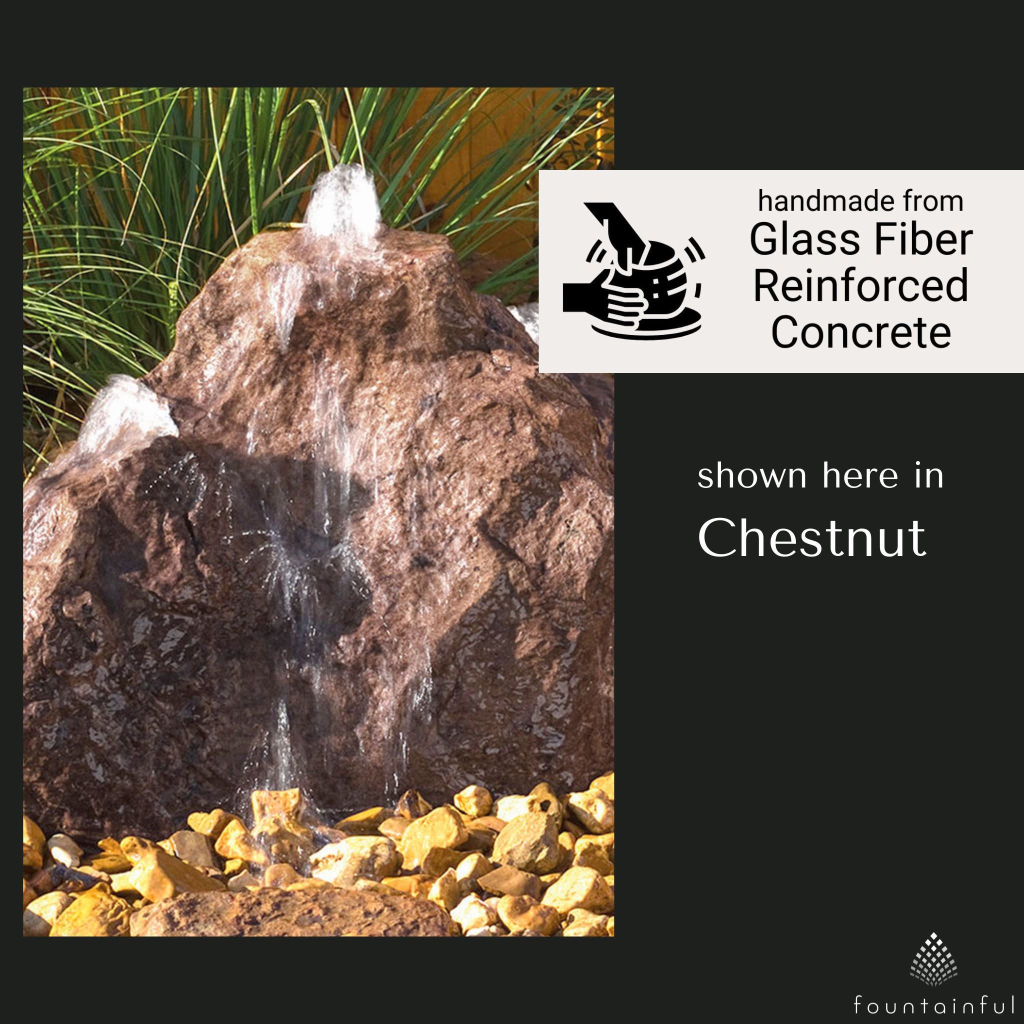 Triple Cascade GFRC Boulder Fountain - Blue Thumb