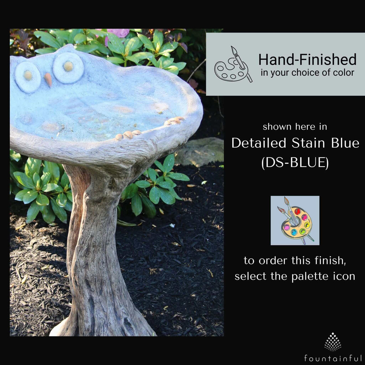 Owl Concrete Bird Bath - Massarellis #9754