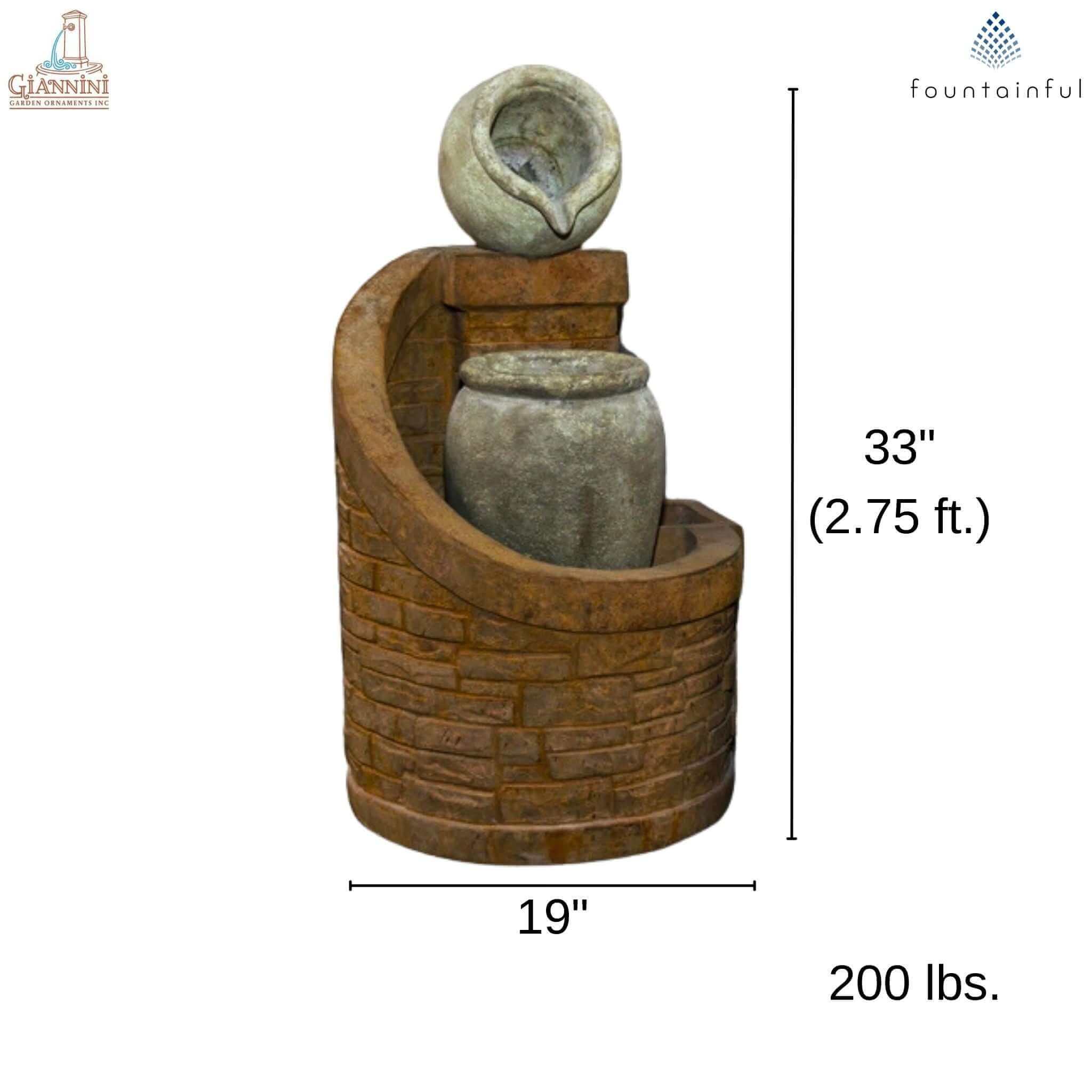 Jug Concrete Fountain - Giannini #1654