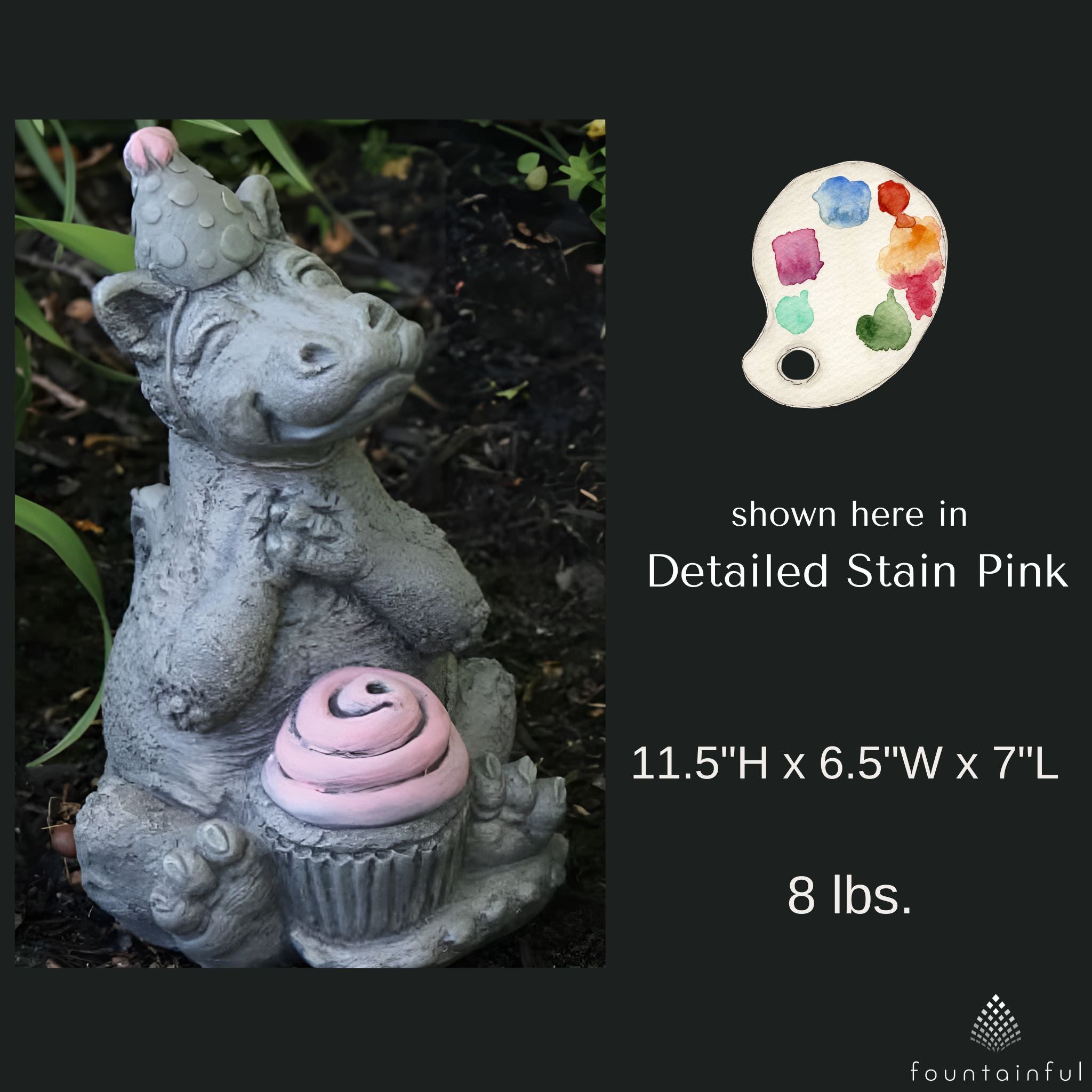 Lil Dragon "Celebrate" Concrete Garden Statue - Massarellis #5117