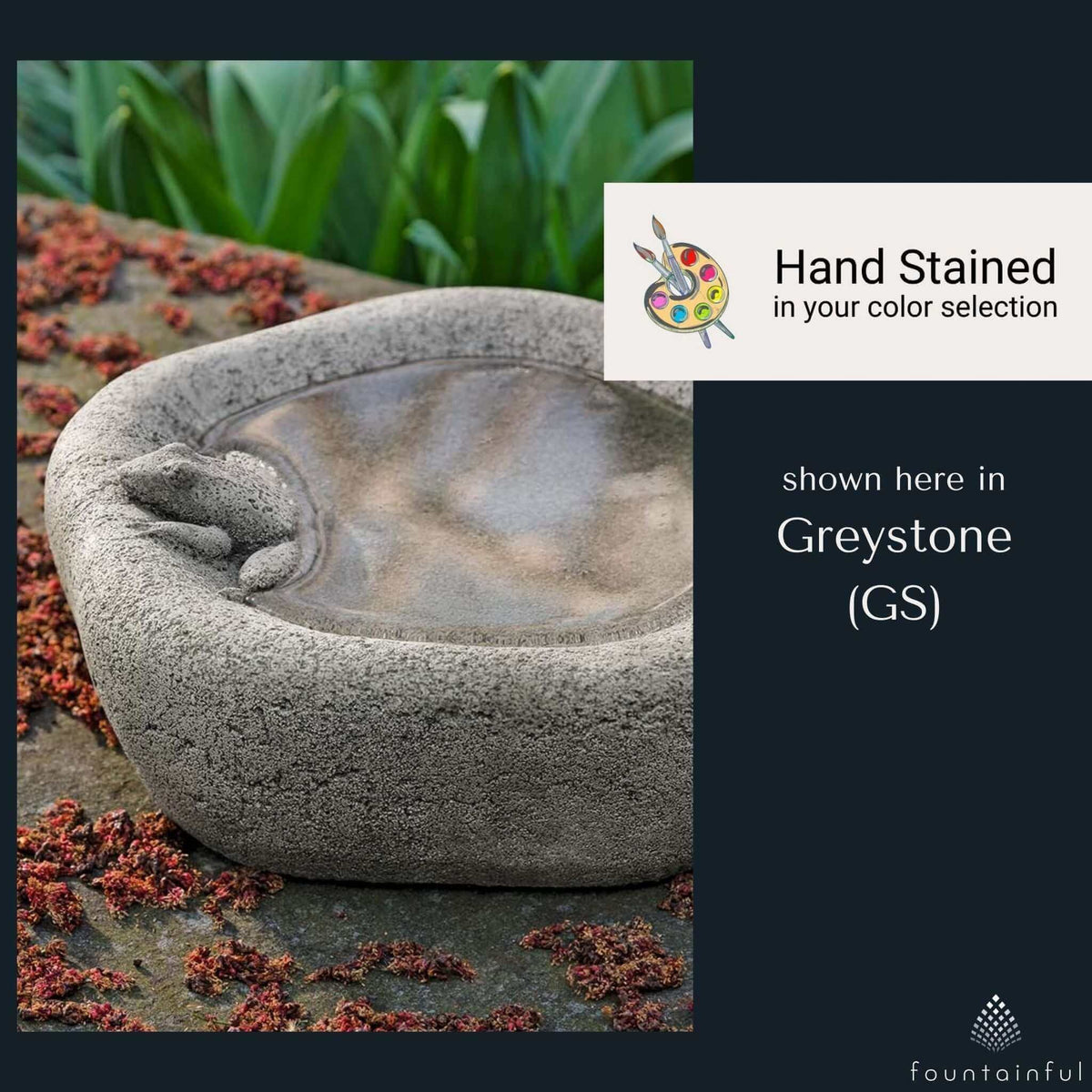 Woodland Frog Concrete Bird Bath - Campania #B201