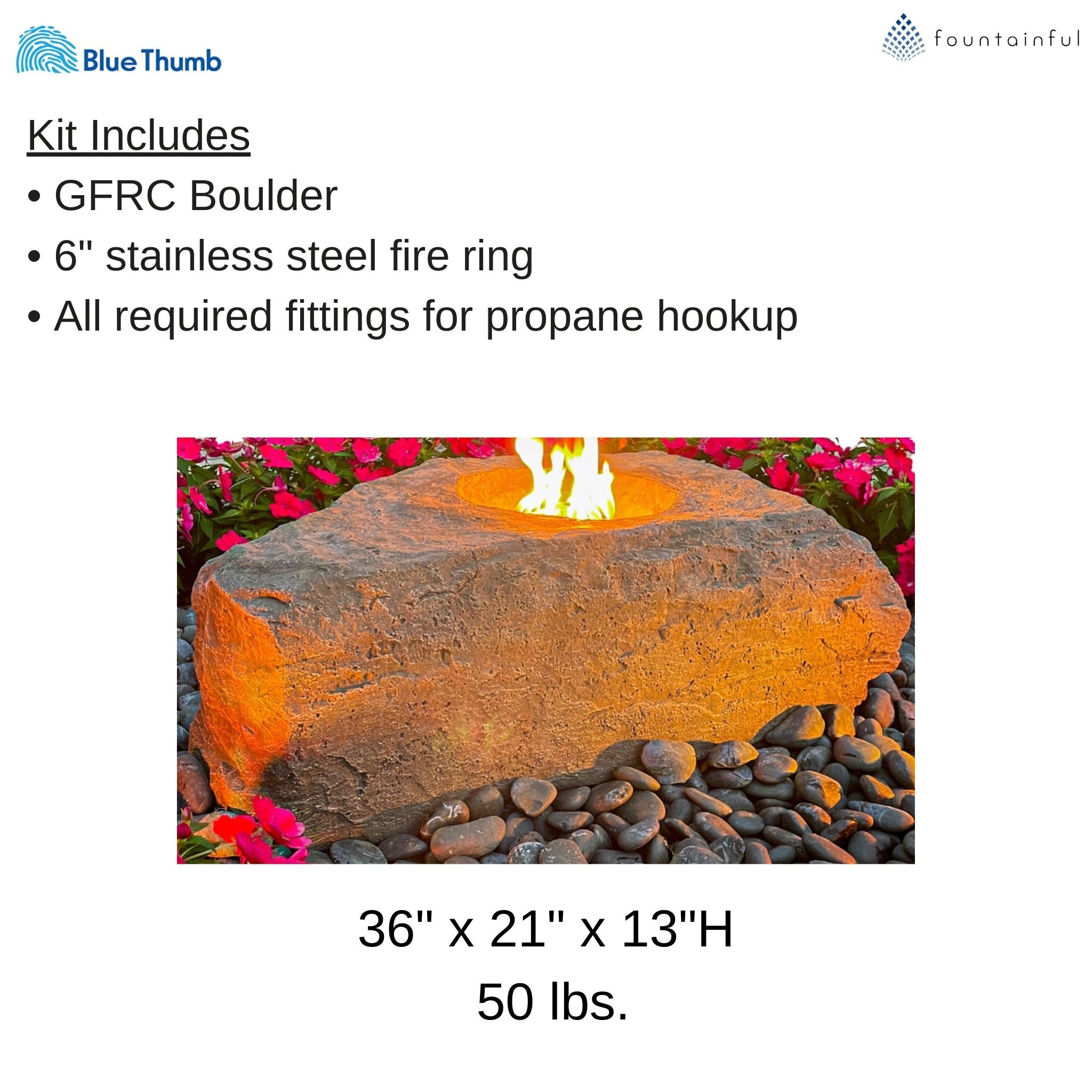 Medium GFRC Fire Boulder - Blue Thumb