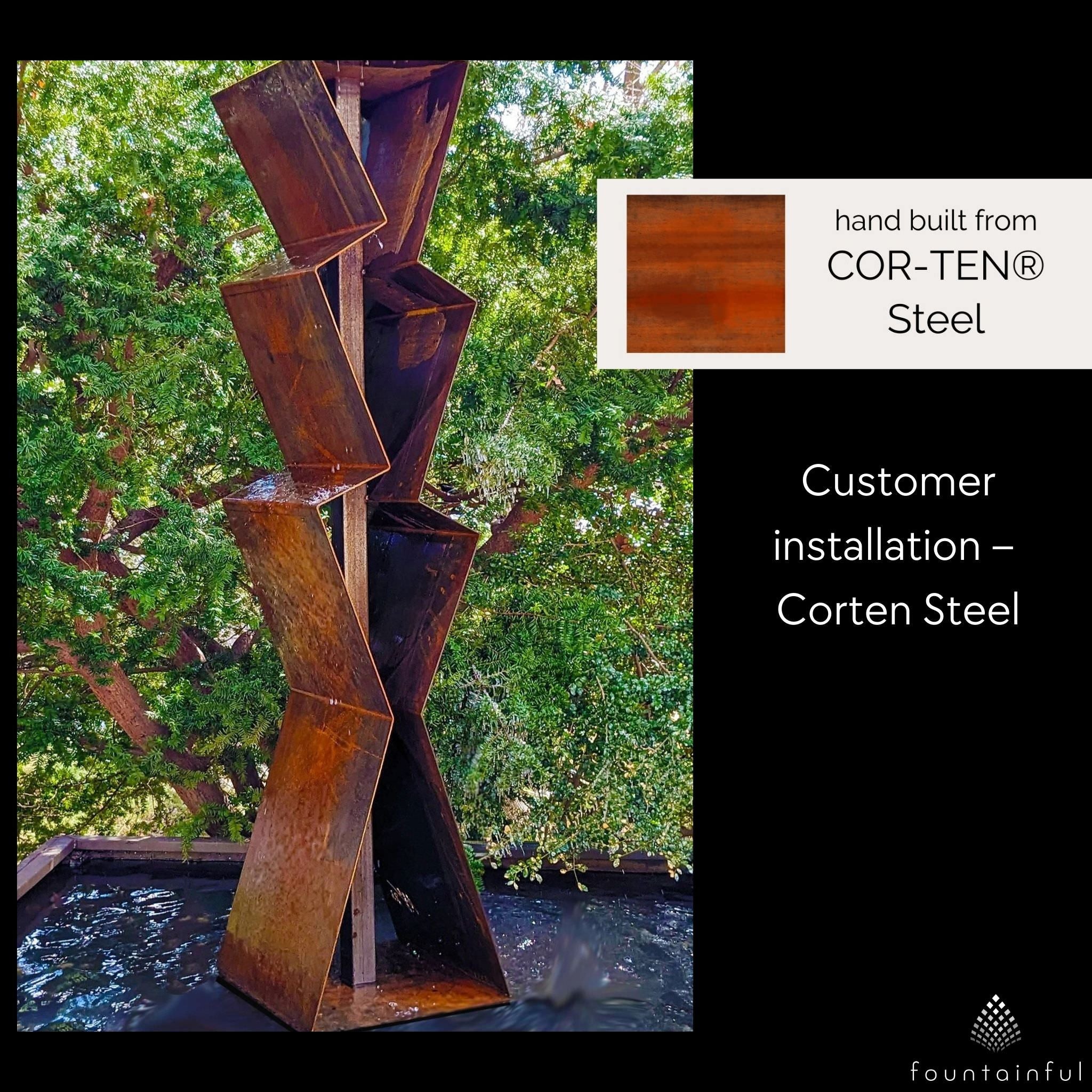 F3 Modern Fountain in Corten Steel