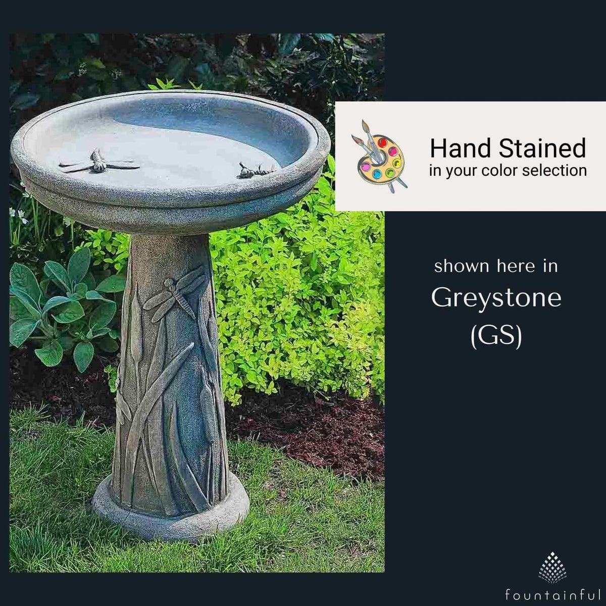 Dragonfly Concrete Bird Bath - Campania #B056