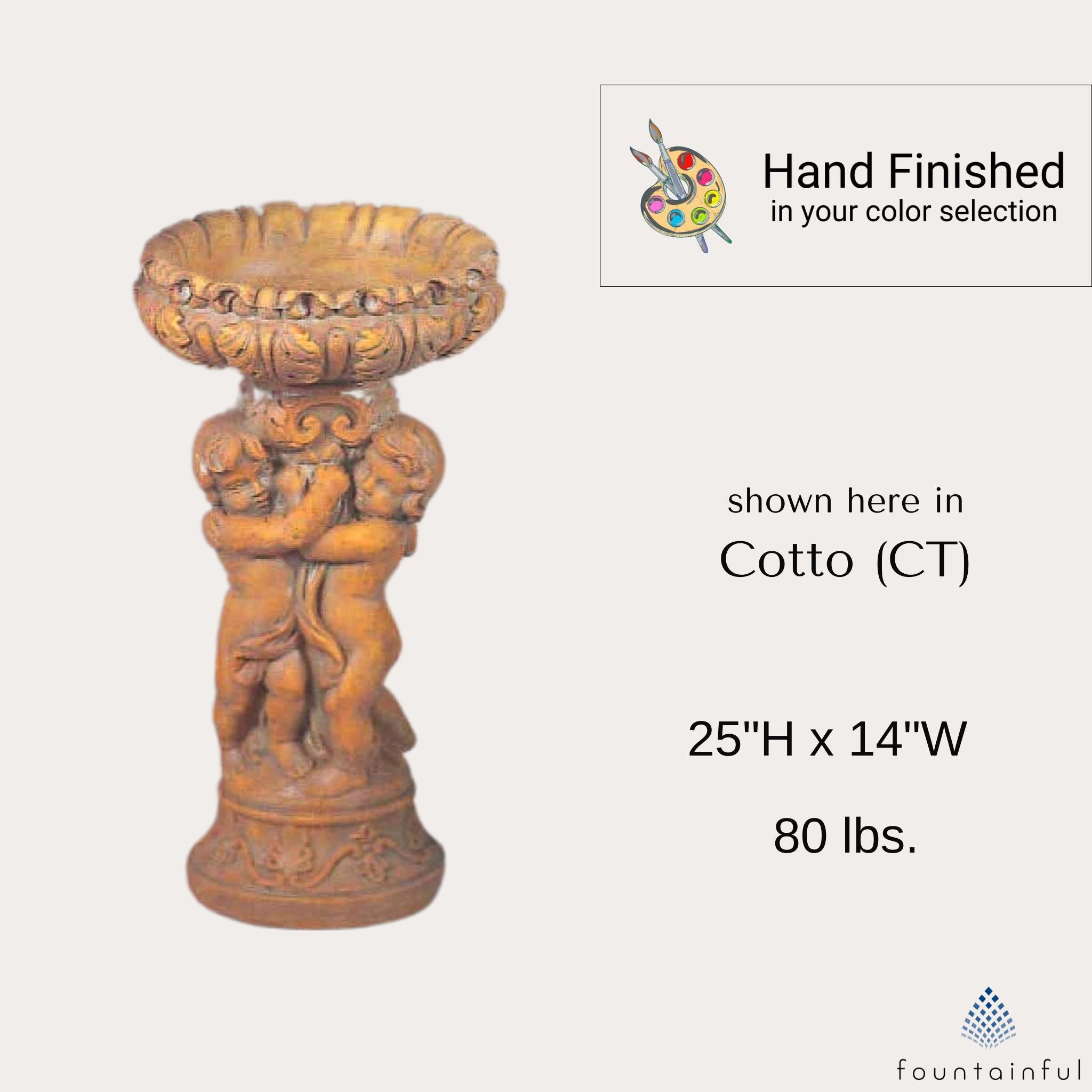 Cherubs "Putti" Concrete Bird Bath - Giannini #292