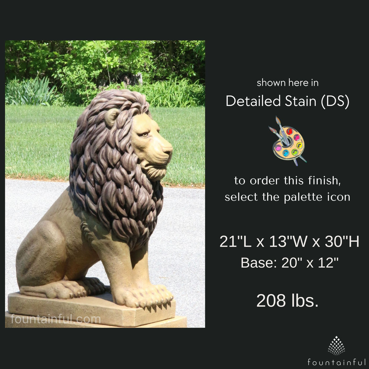 30" Grandessa Sitting Lion Concrete Statue - Massarellis #4022