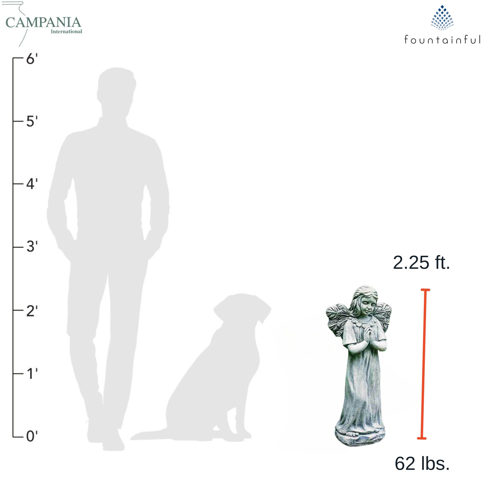 Praying Angel Concrete Garden Statue - Campania #C079
