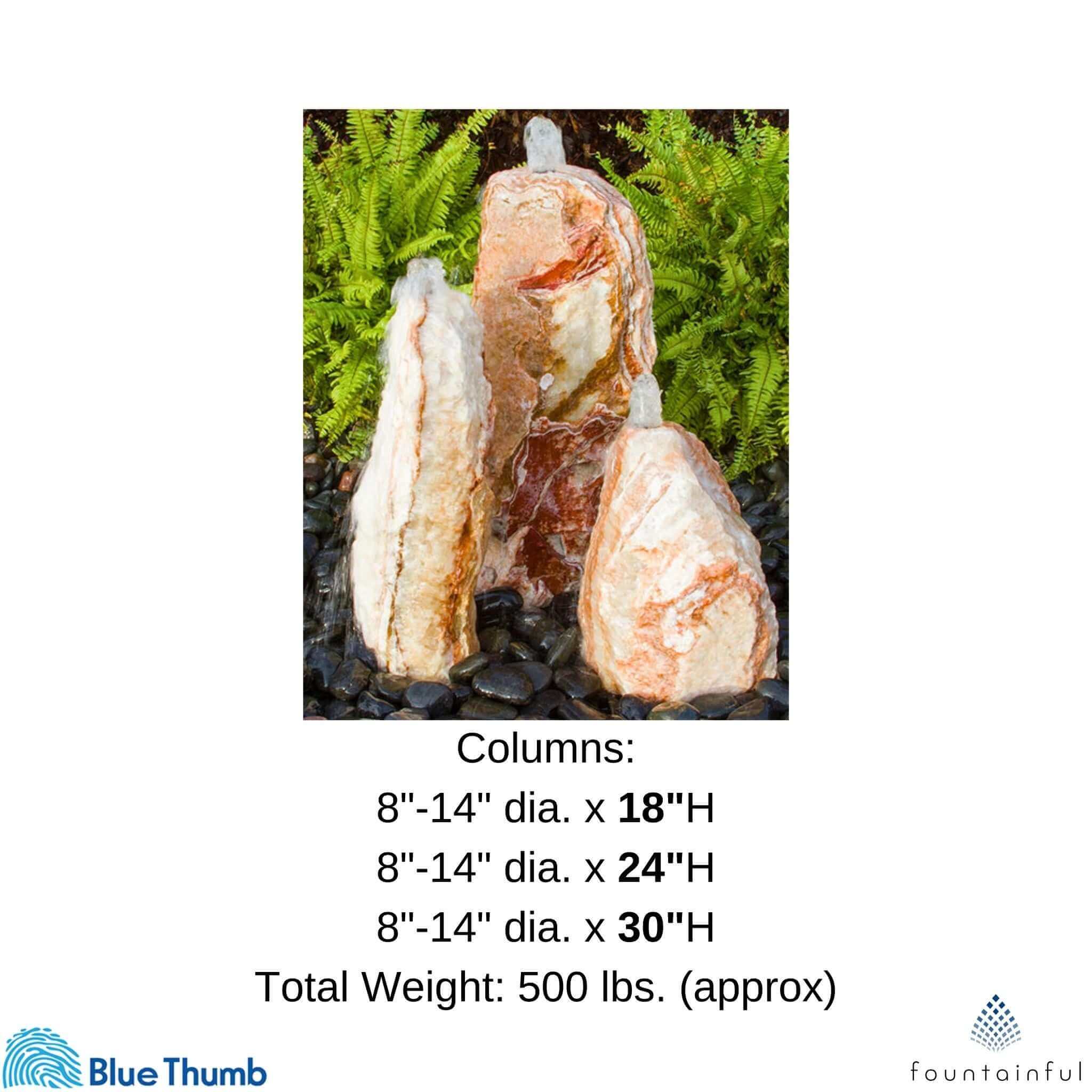 Chiseled "Sunset" 3-Column Stone Fountain - Complete Kit - Blue Thumb