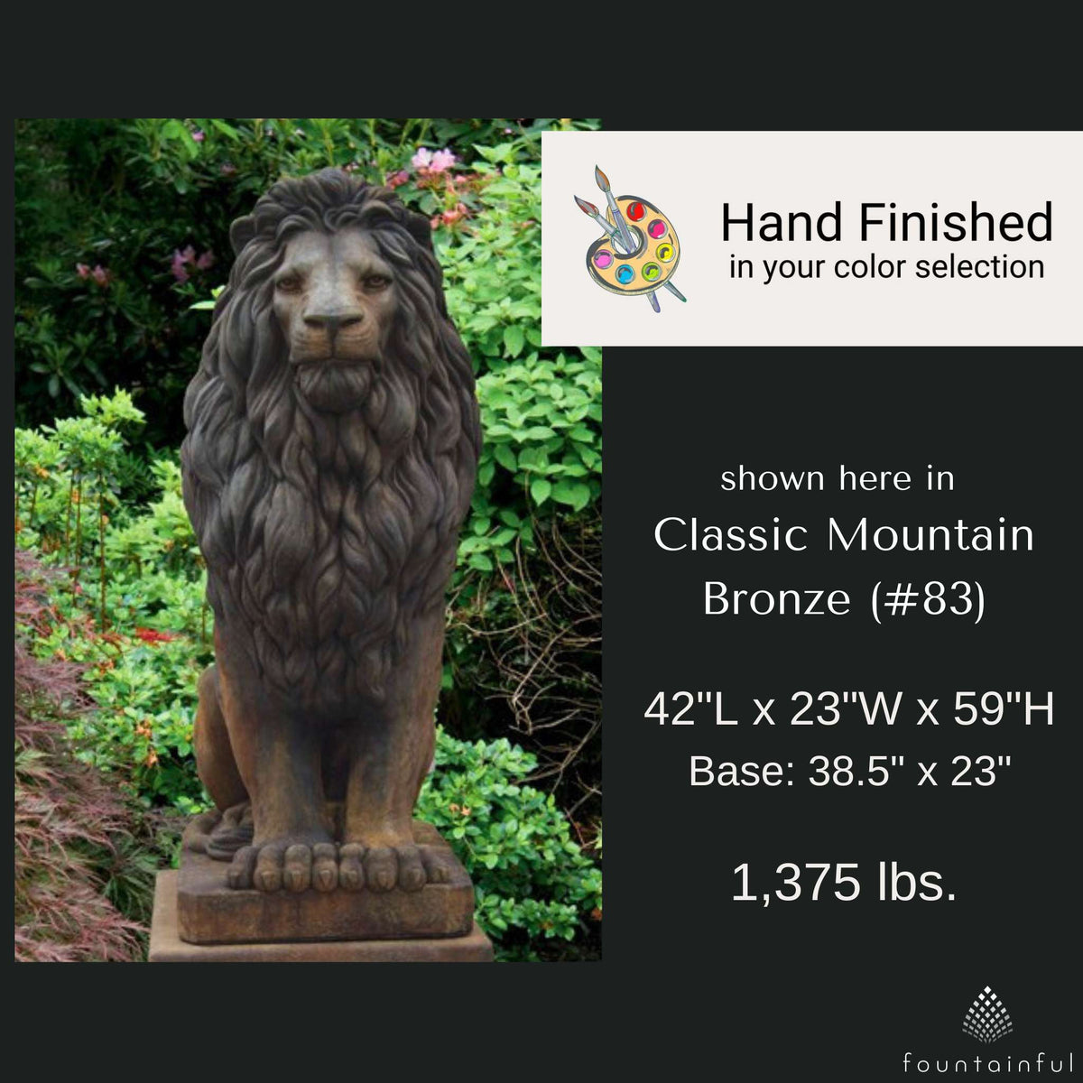 59" Grandessa Sitting Lion Concrete Statue - Massarellis #4024