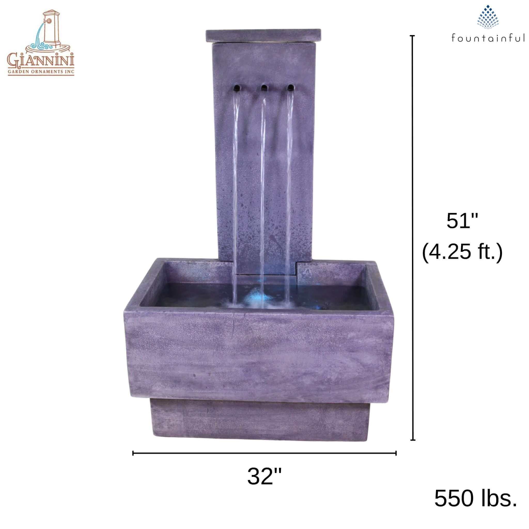 Tre Rame Concrete Wall Fountain - Giannini #1766