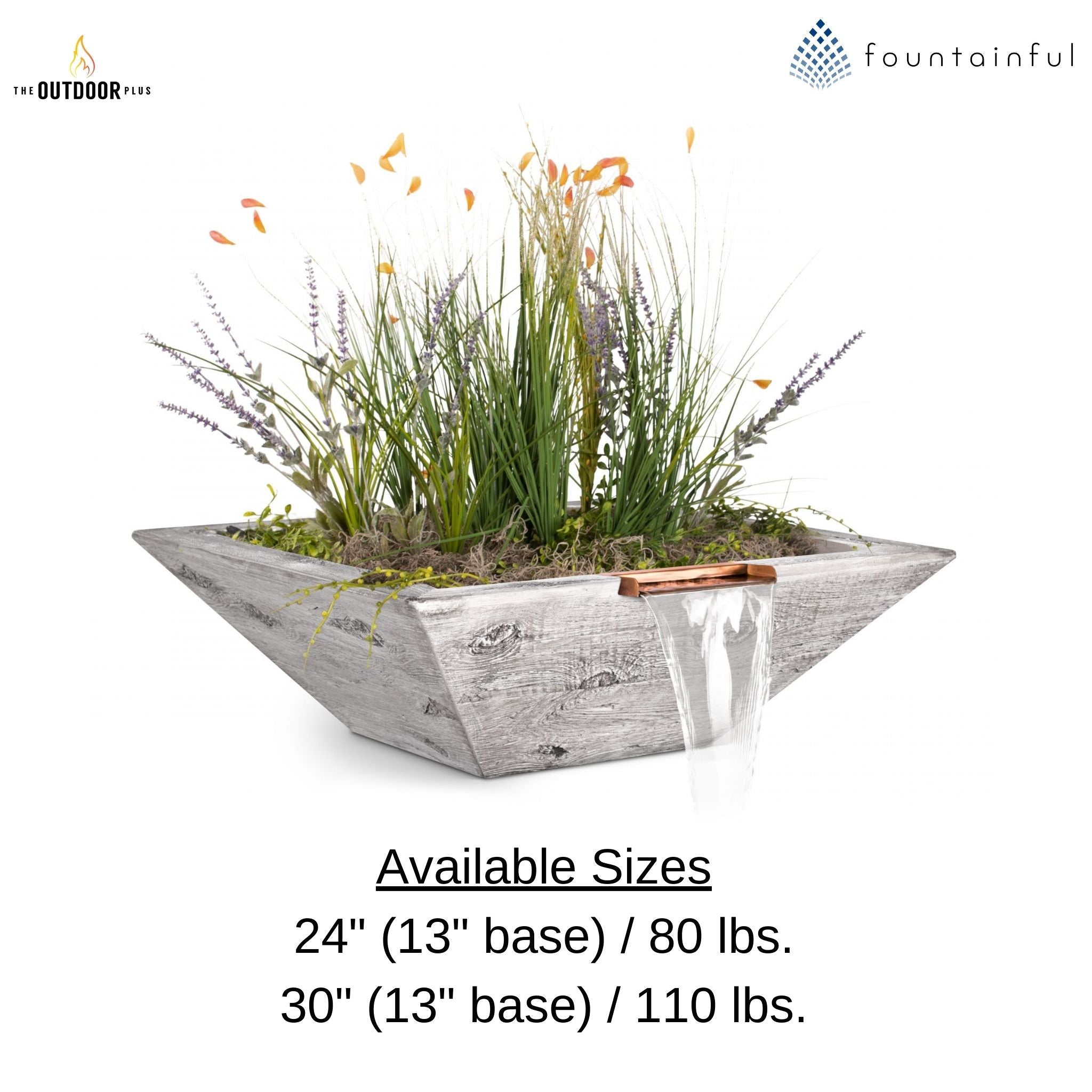 Maya "Woodgrain" Concrete Planter & Water Bowl - The Outdoor Plus