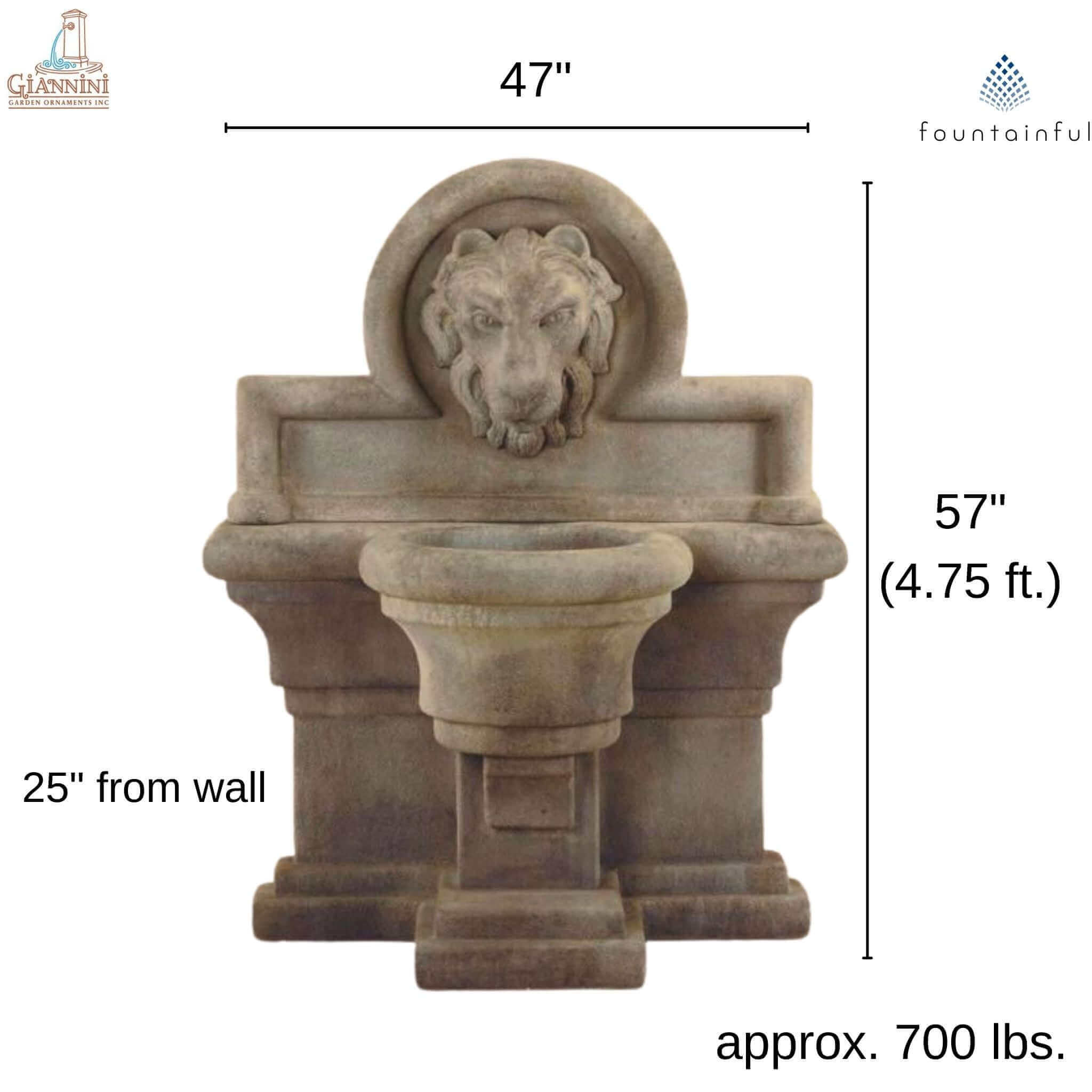 Leone Grande Concrete Wall Fountain - Giannini #1226