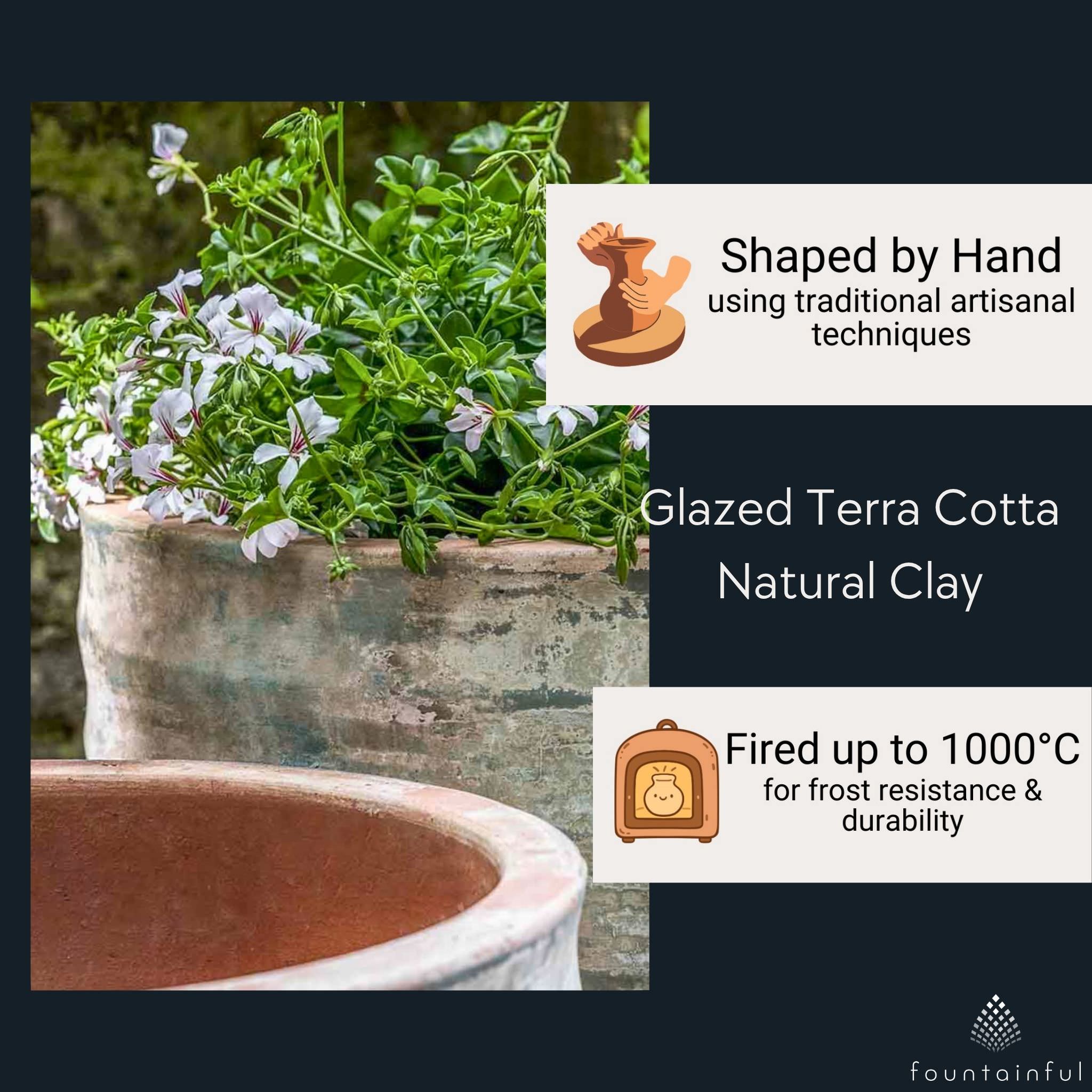 Sistina Set of 2 Glazed Terra Cotta Planters - Campania #5003