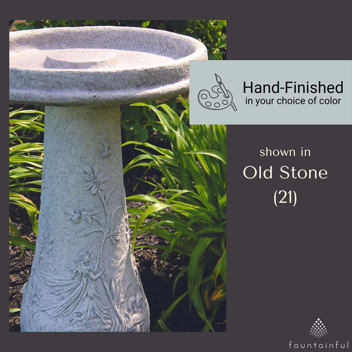 Fairy 2-Piece Concrete Bird Bath - Massarellis #9746
