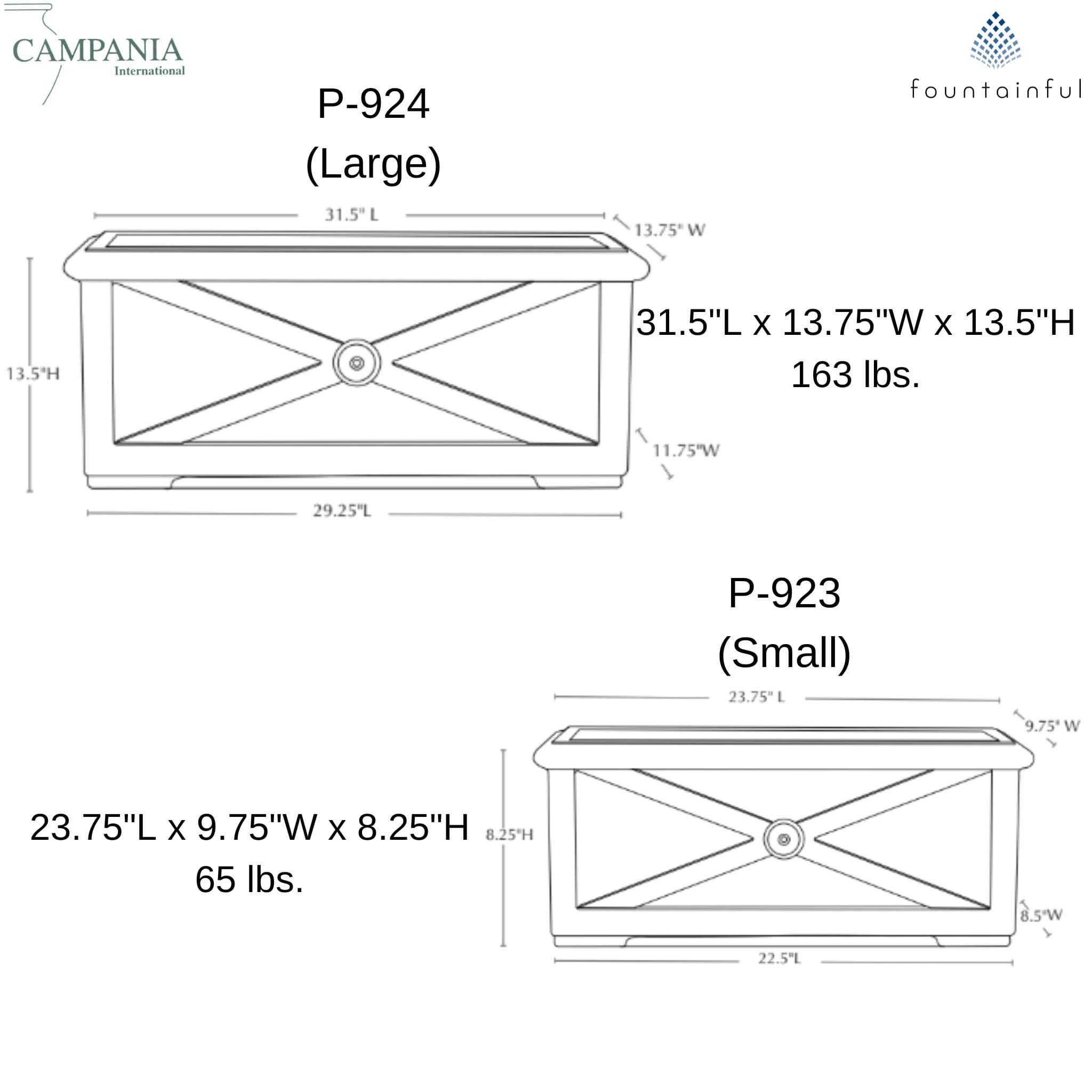 Directoire Concrete Window Box Planters - Campania