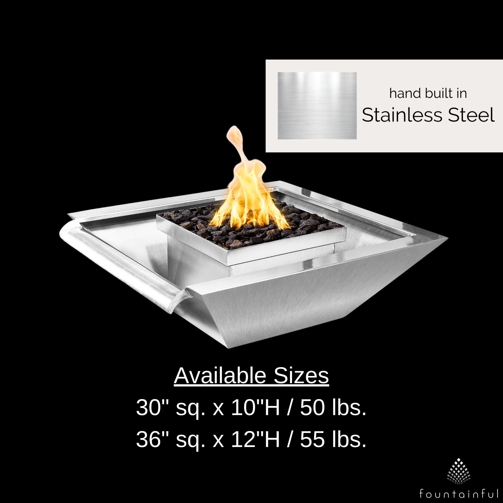 Maya Wide Gravity Spill Stainless Steel Fire & Water Bowl - The Outdoor Plus