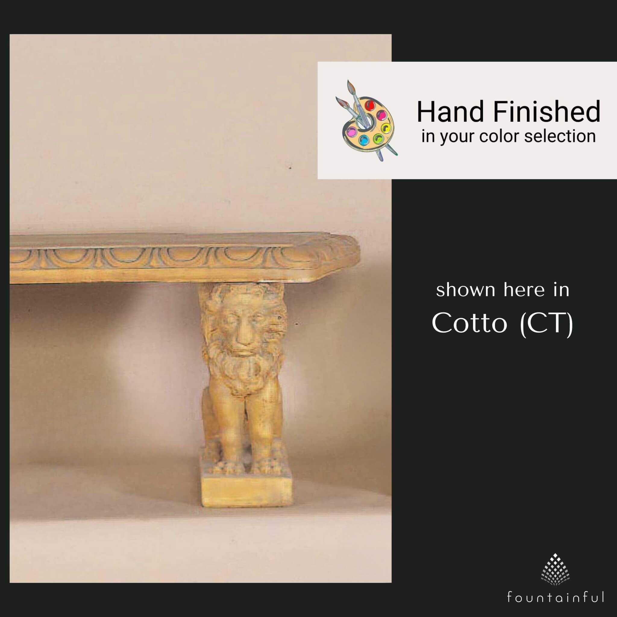 Venice Curved Concrete Garden Bench with Lion Legs - Giannini #516