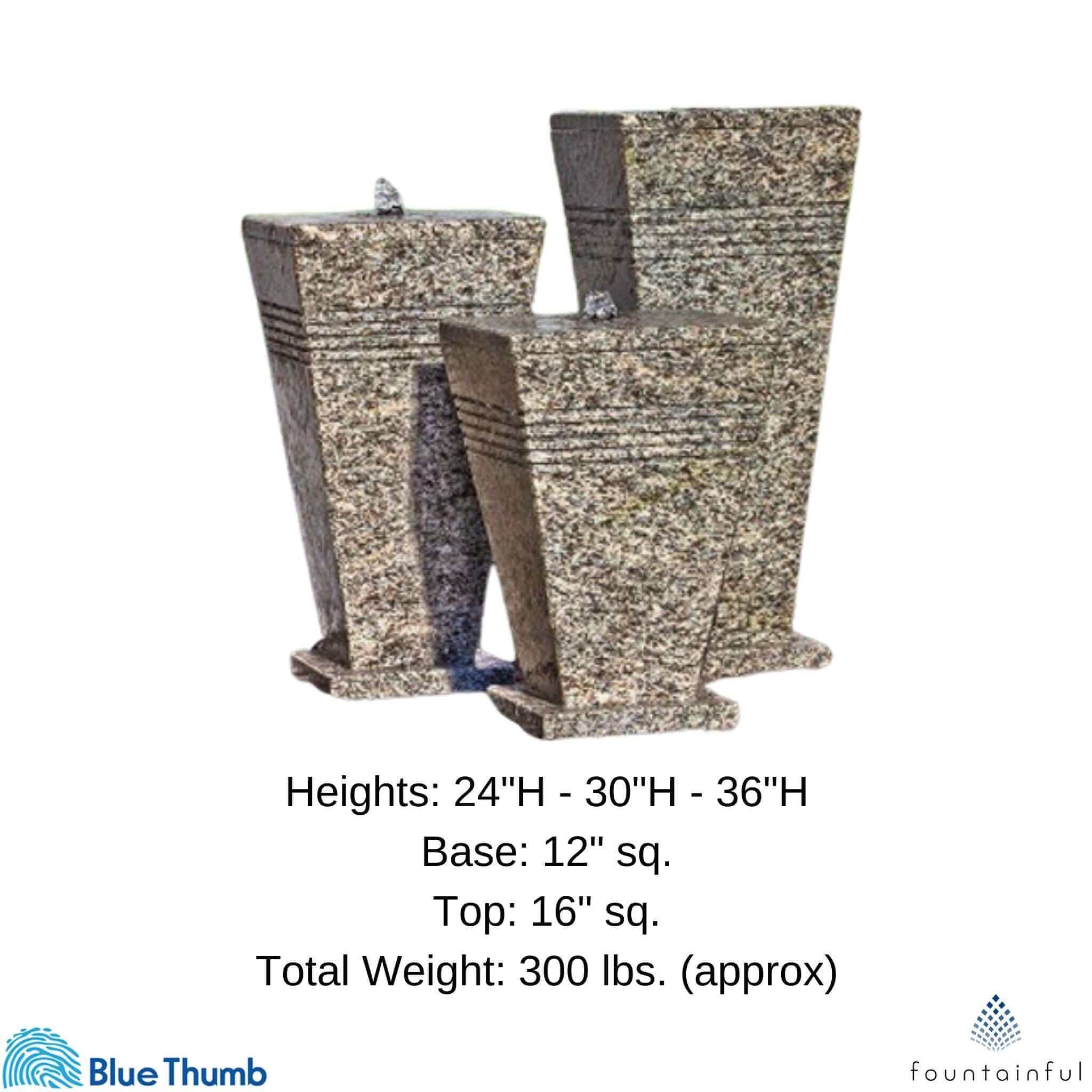 Triple Granite Urn Fountain - Complete Kit - Blue Thumb