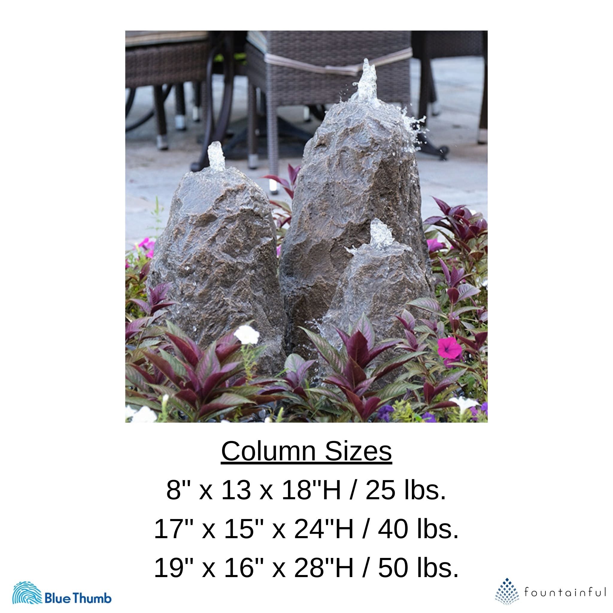 Triple Matterhorn GFRC Boulder Fountain - Complete Kit - Blue Thumb