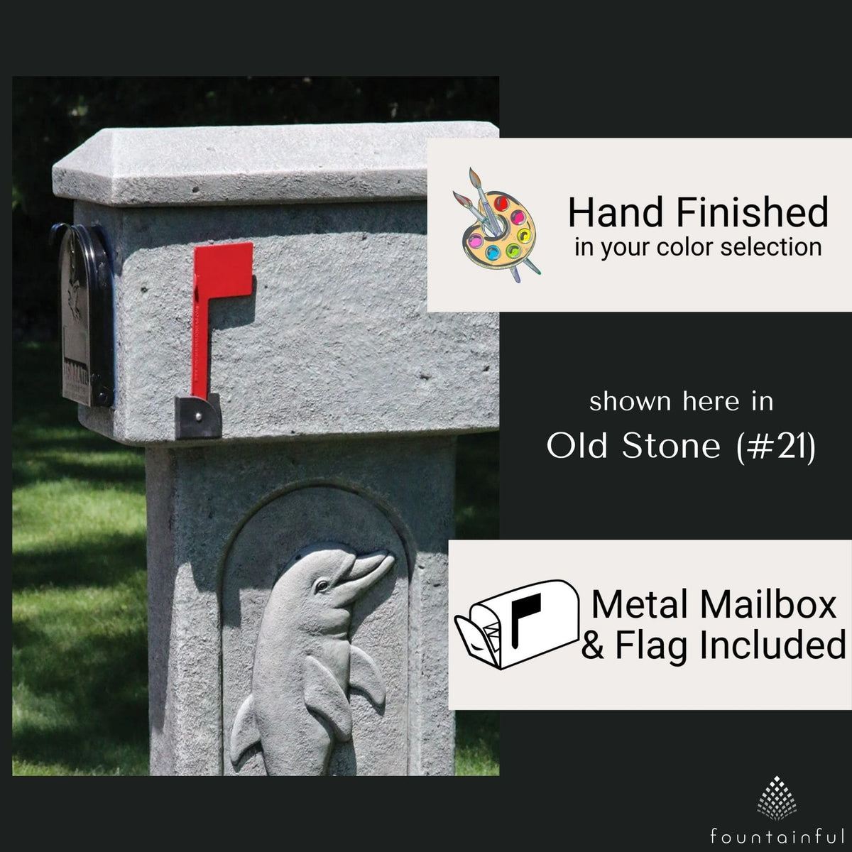 Dolphin Concrete Mailbox - Massarellis #4727
