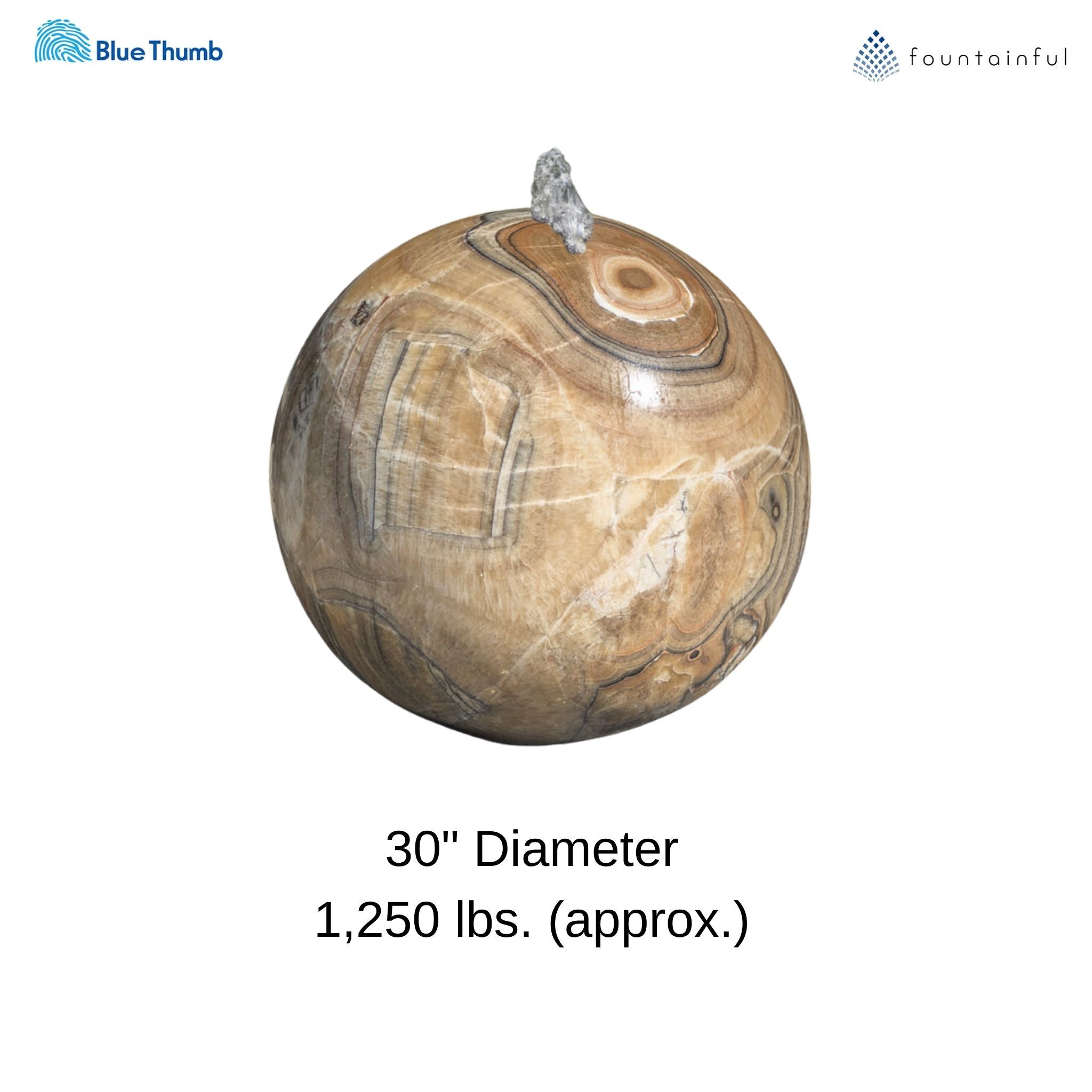 Yellow Onyx XL 30" Sphere Fountain - Blue Thumb
