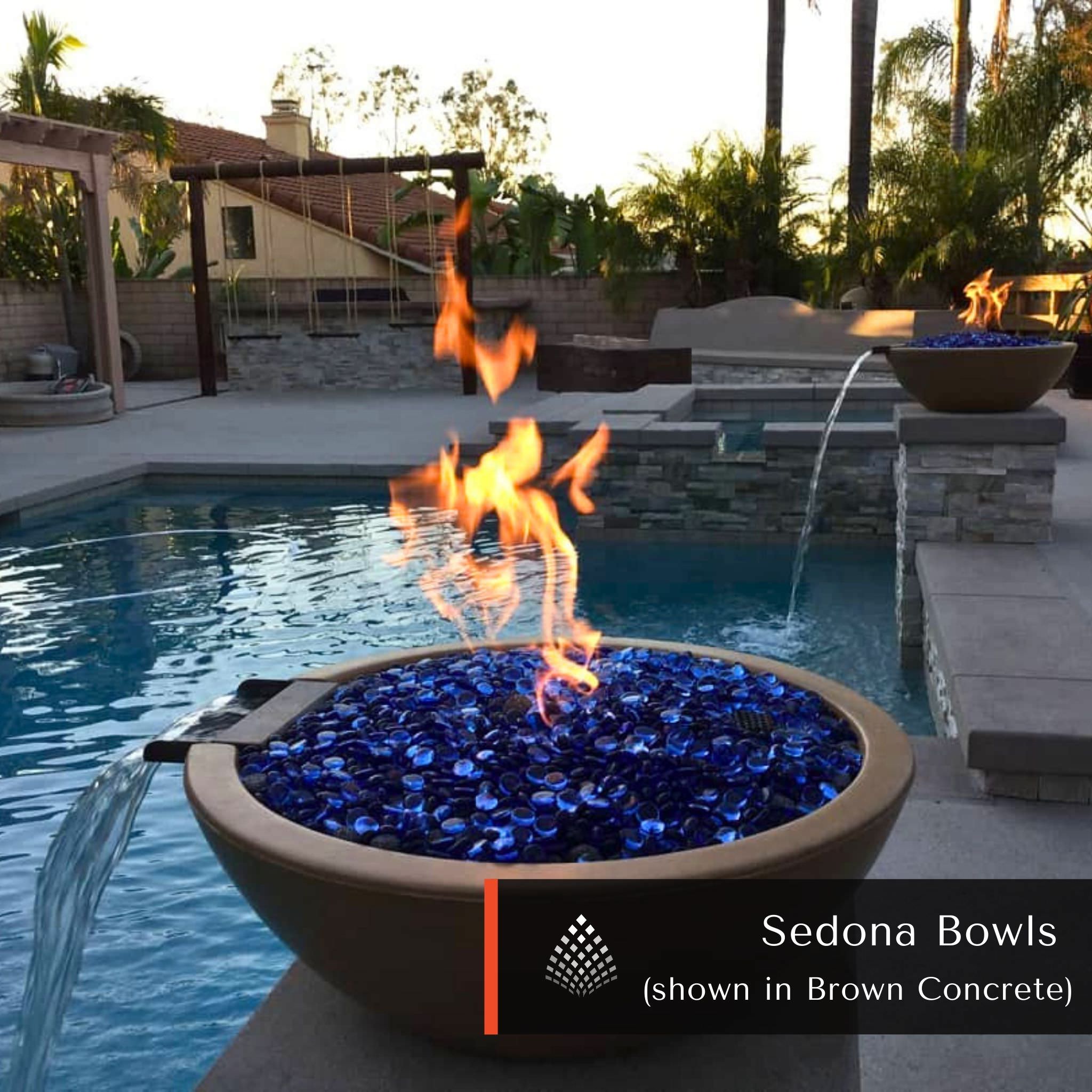 Sedona "Woodgrain" Concrete Fire & Water Bowl - The Outdoor Plus